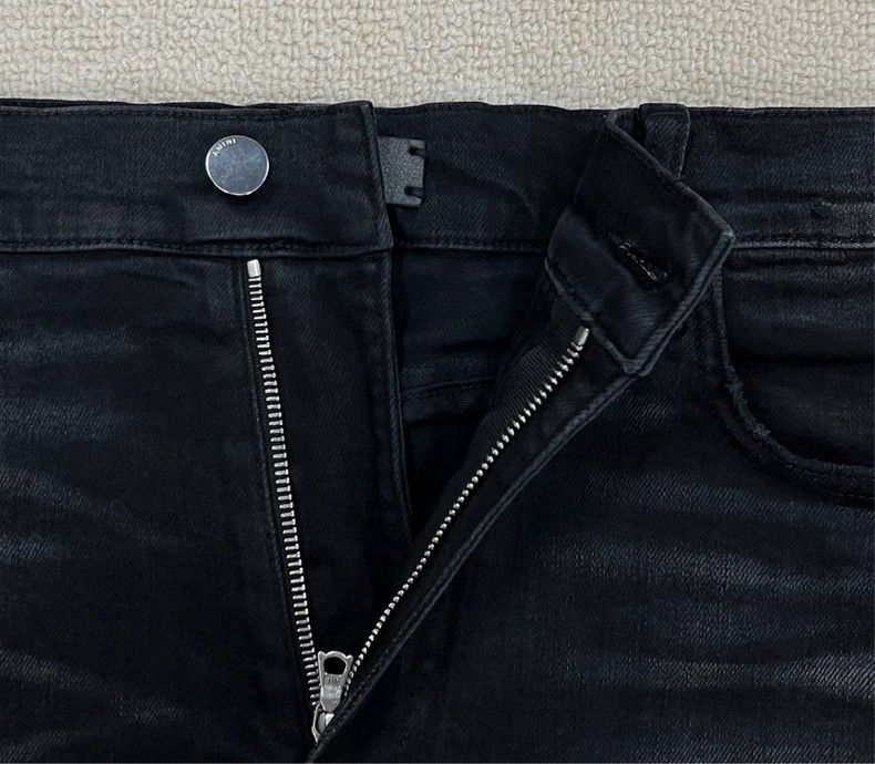 Amiri AmiriBlack water ripples destroy knife cut leather brand de Size US 31 - 6 Thumbnail