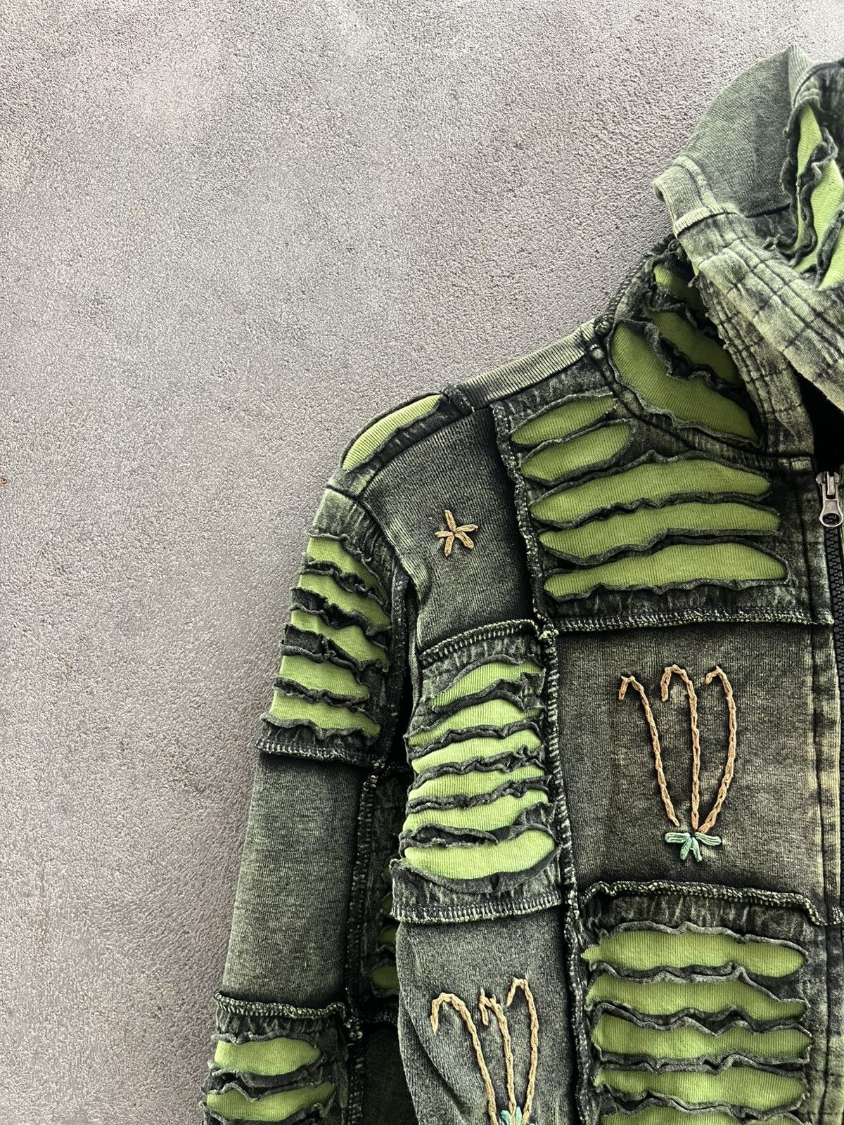 Japanese Brand Handcrafted Boho Patchwork Hoodie - Psychedelic Grunge Y2K Size US XL / EU 56 / 4 - 3 Thumbnail