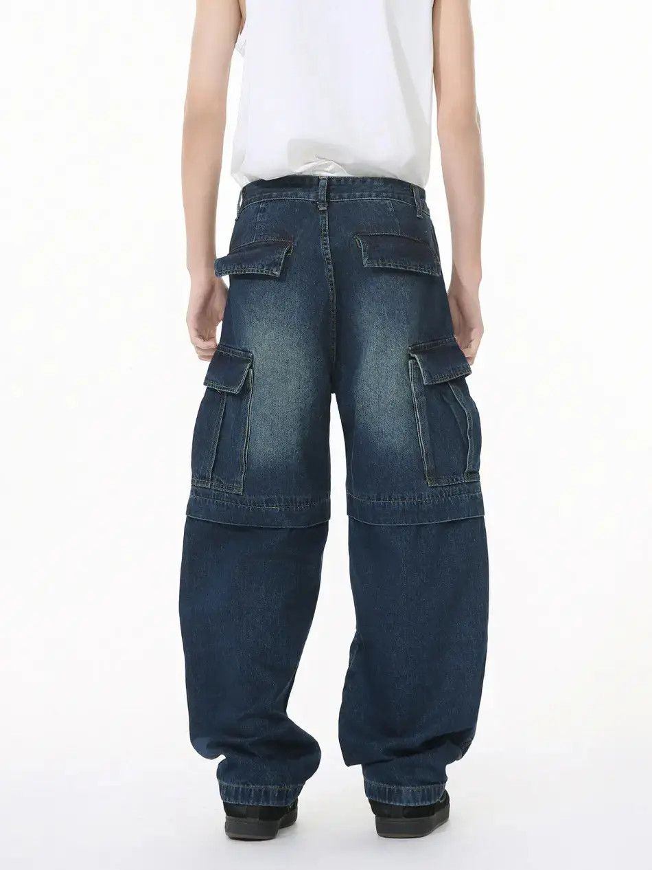 Japanese Brand Retro loose patchwork pocket jeans Size US 32 / EU 48 - 2 Thumbnail