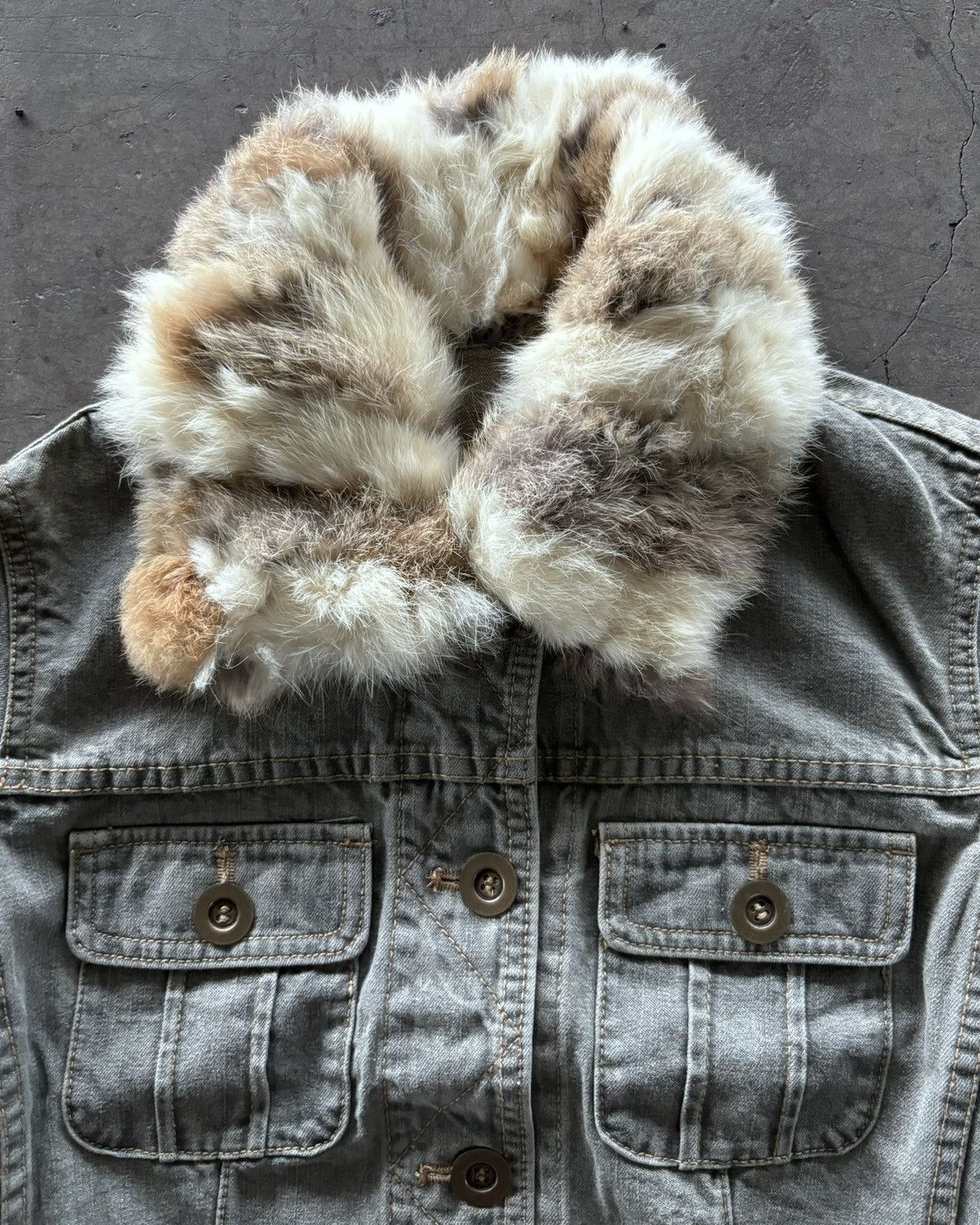 If Six Was Nine × Japanese Brand × Le Grande Bleu (L.G.B.) Comme Ca Ism Fur Croped Denim Jacket Size US M / EU 48-50 / 2 - 3 Thumbnail