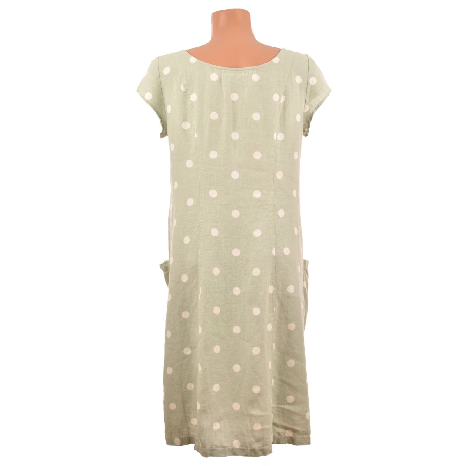 Vintage VINTAGE Lin'n Laundry Paris Muscari Linen Polka Dot Mint Dress 38 Green 100% Linen Short Sleeve Knee Length Women Mens Womens Girls Boys Size XS / US 0-2 / IT 36-38 - 4 Thumbnail