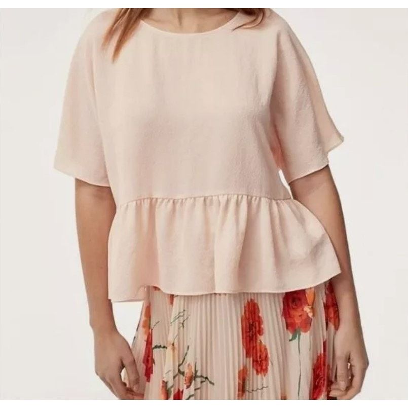 Aritzia EUC Wilfred Aritzia Light Pink S/S Macee Peplum Blouse XXS Size XXS / US 00 / IT 34 - 1 Thumbnail