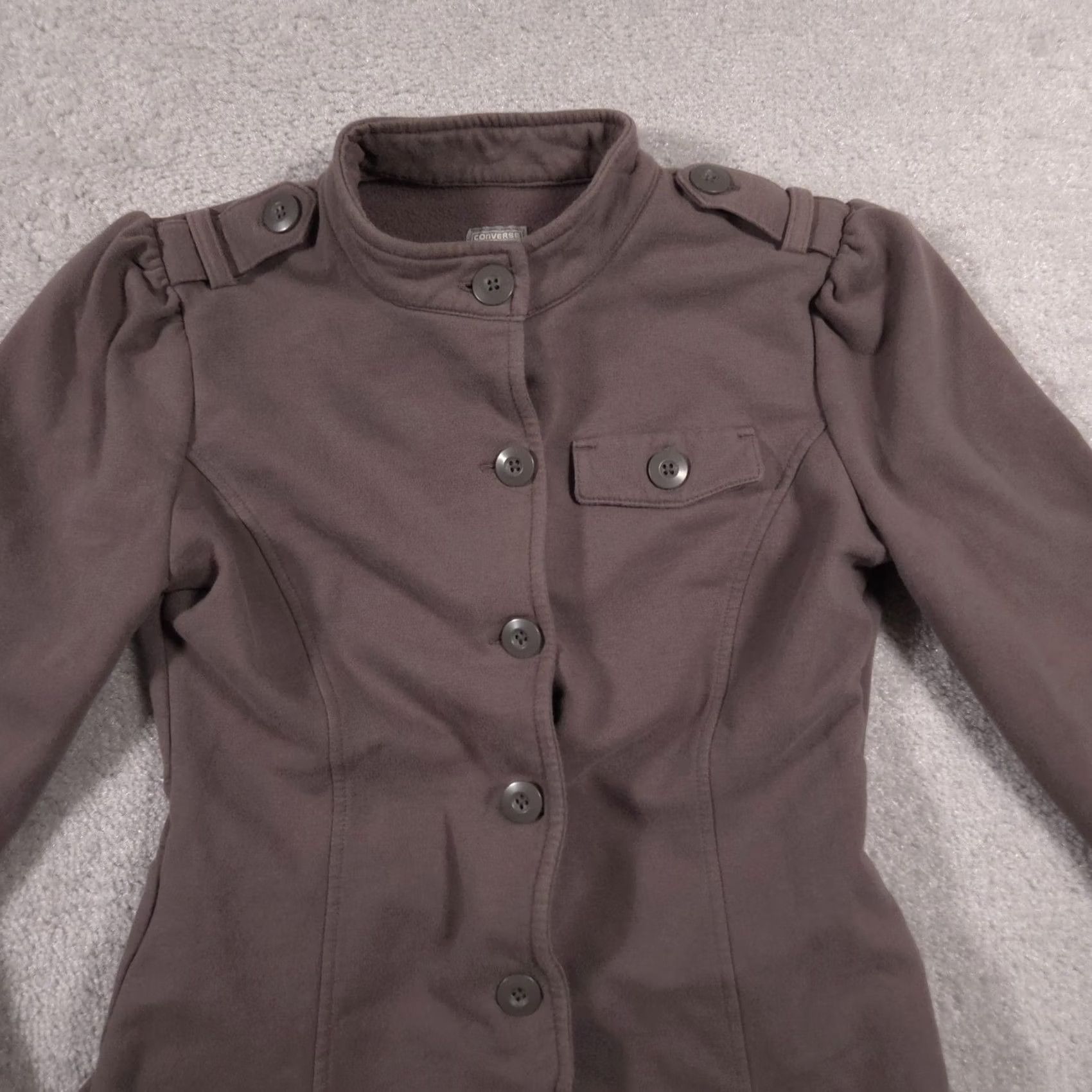 Converse Converse One Star Jacket Womens Small Military Button Up Stretch Fitted Modern Size S / US 4 / IT 40 - 3 Thumbnail