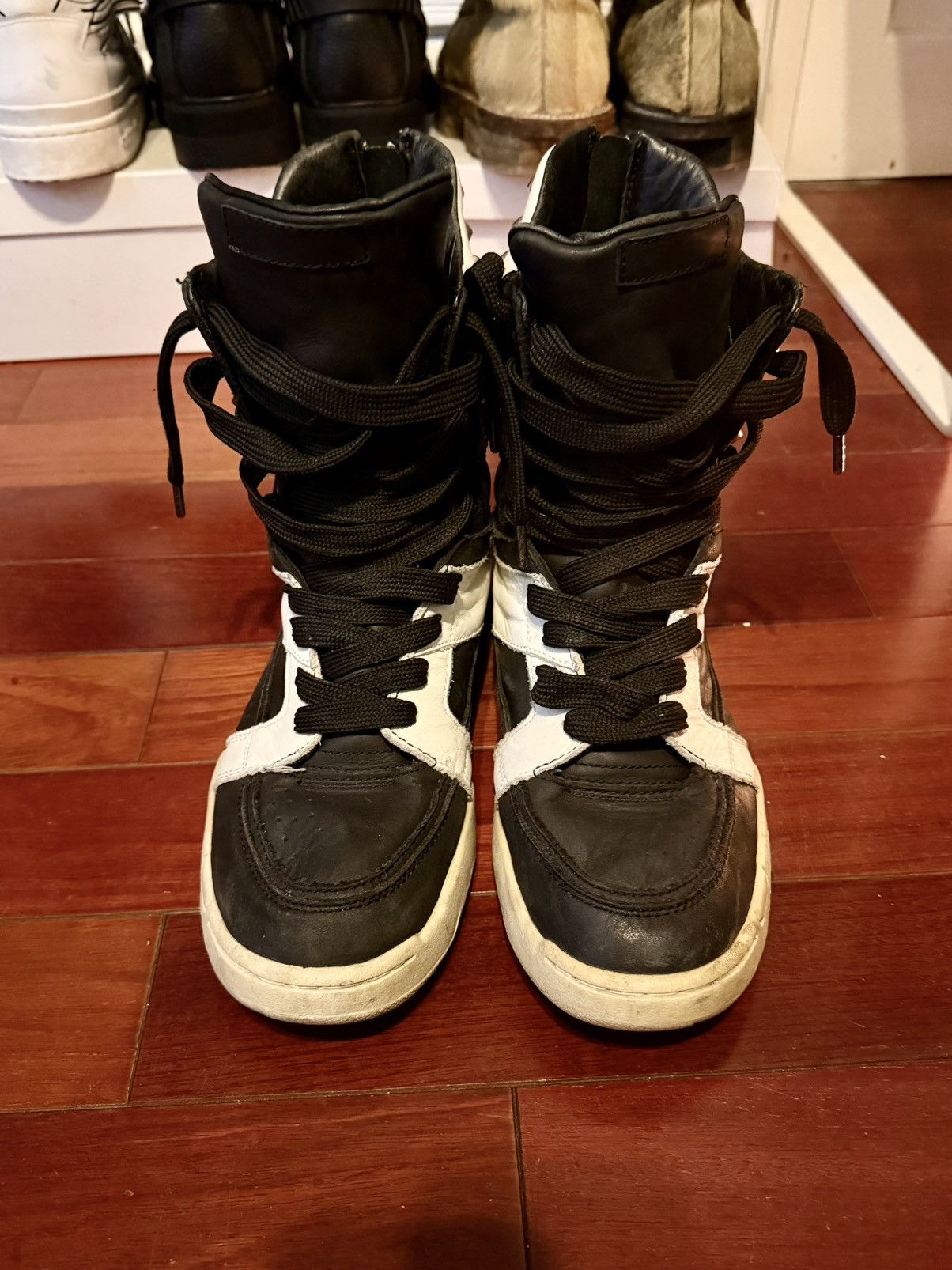 Diet Butcher Slim Skin Studded Hi Top Zip Sneakers Black Silver