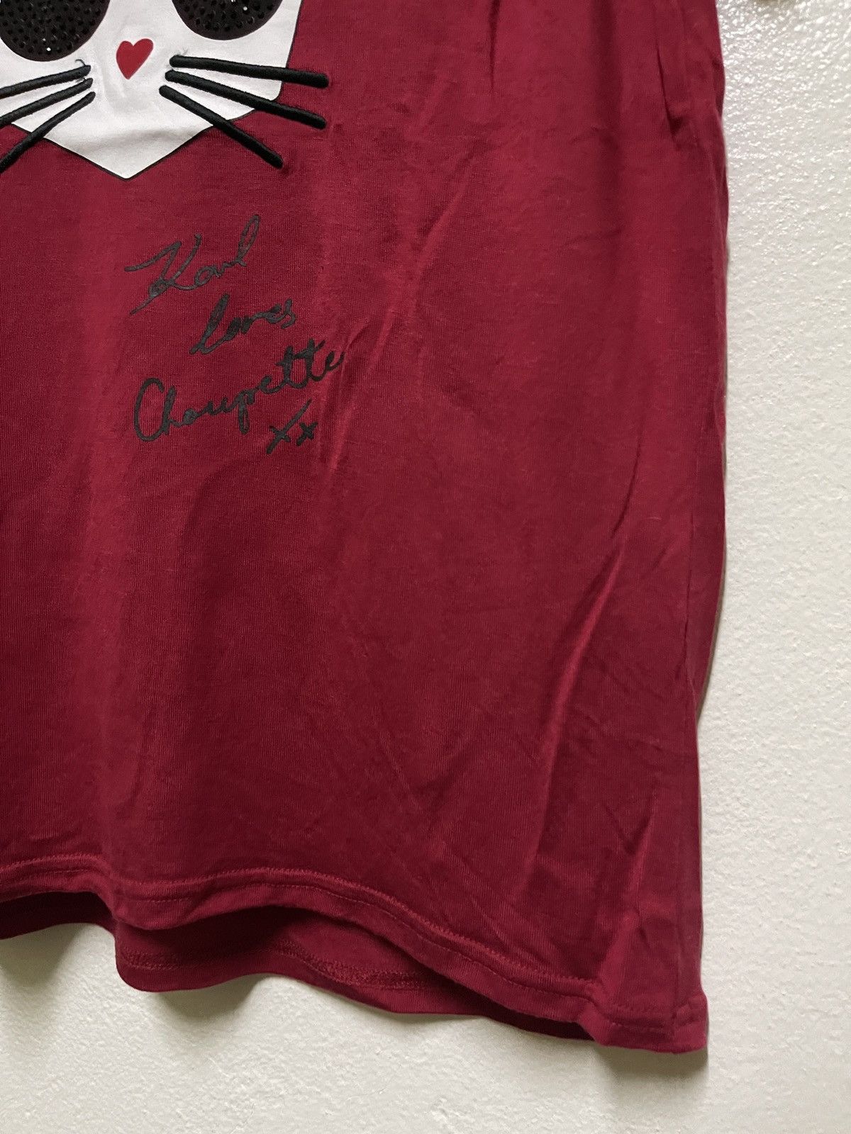 Karl Lagerfeld Karl Loves Choupette T Shirt Limited Edition Red Size XS / US 0-2 / IT 36-38 - 7 Thumbnail