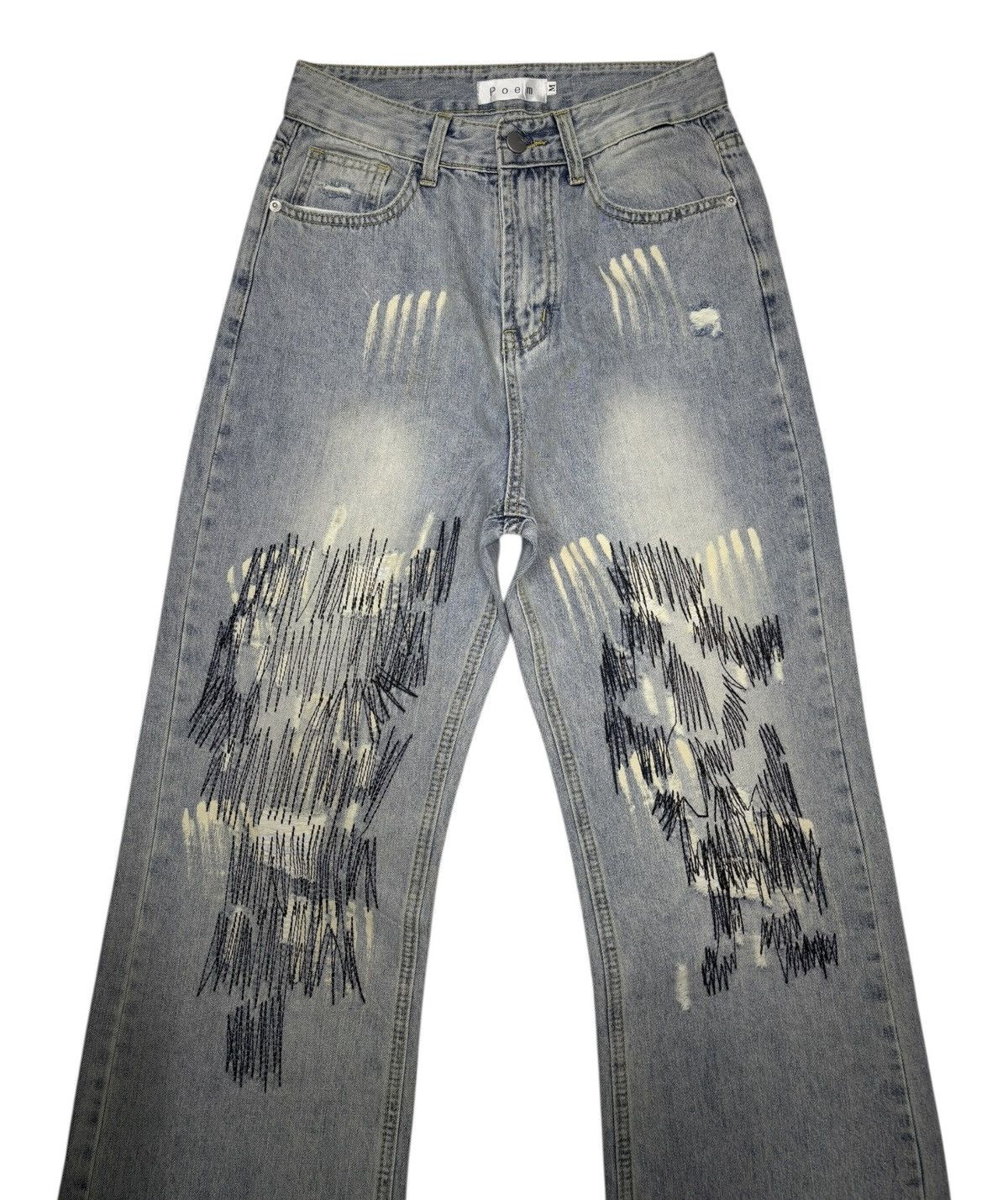 Hysteric Glamour × JNCO VINTAGE POEM DISTRESSED ZIGZAG DENIM FLARE JEANS Size US 27 - 5 Thumbnail