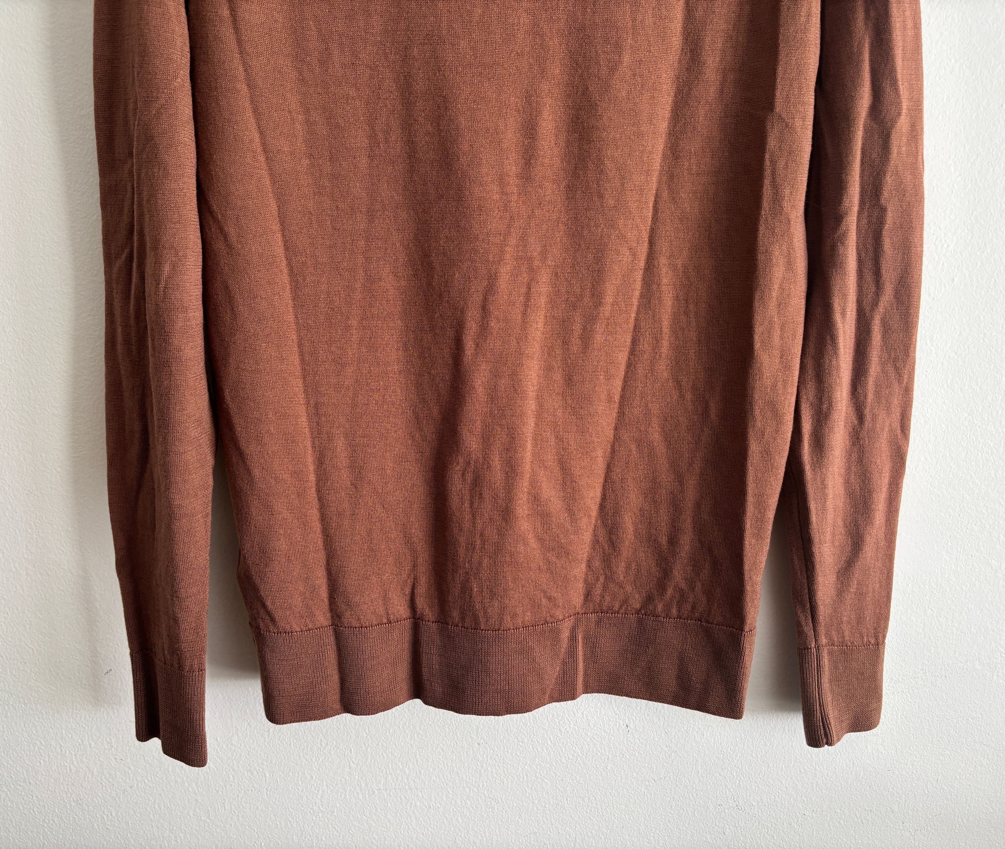 Sunspel $275 Brown Merino Wool Knit Long Sleeve Polo Shirt Size US S / EU 44-46 / 1 - 7 Thumbnail