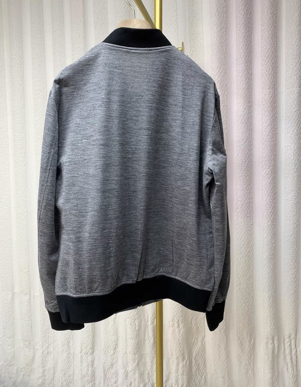 Paul Smith PAUL SMITH Grey Knit Black Collar Baseball Jacket Size US XL / EU 56 / 4 - 3 Thumbnail