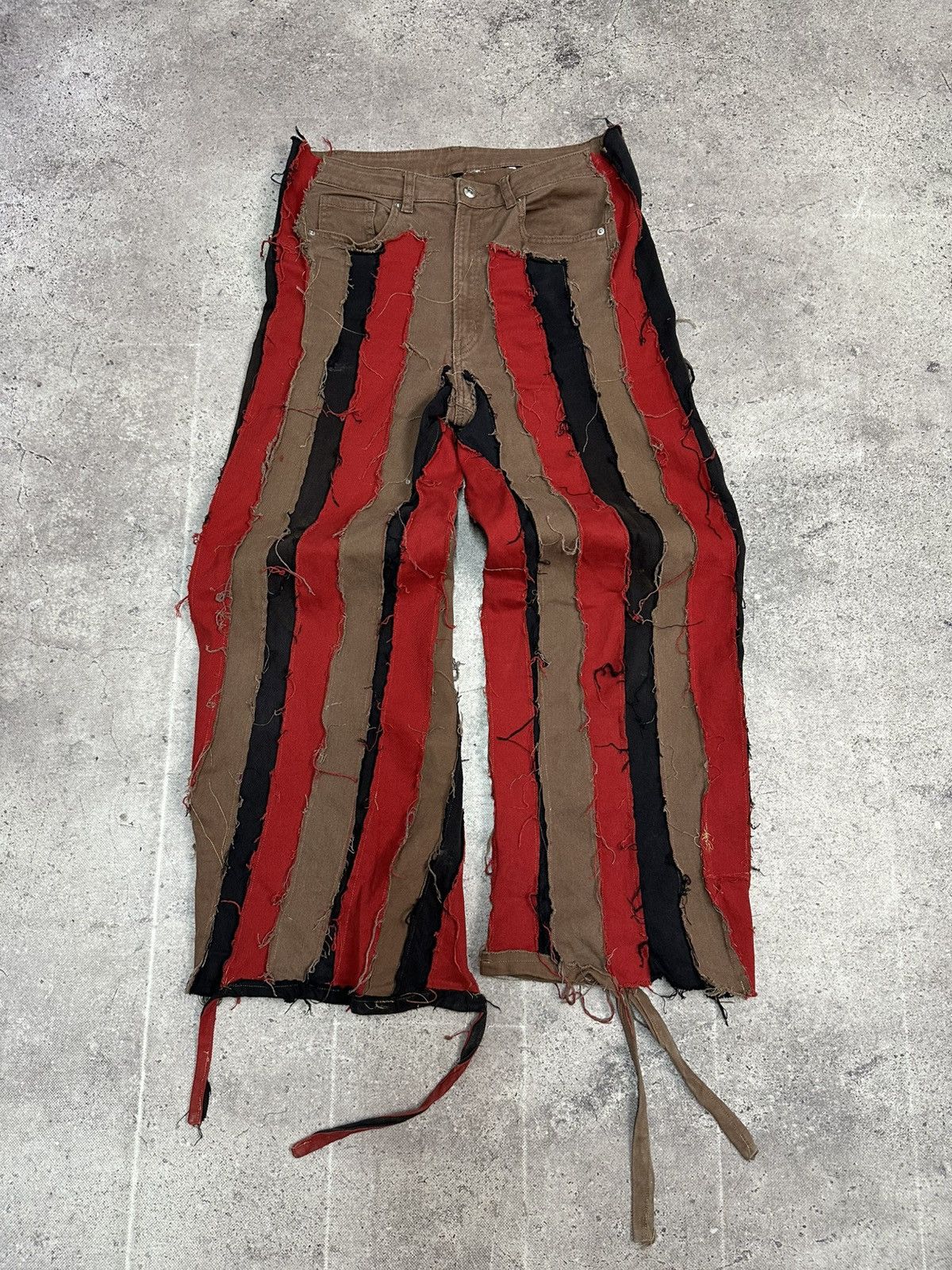 If Six Was Nine Vintage Junya Watanabe Style Striped Opium Denim Jeans Y2K Size US 33 - 5 Thumbnail