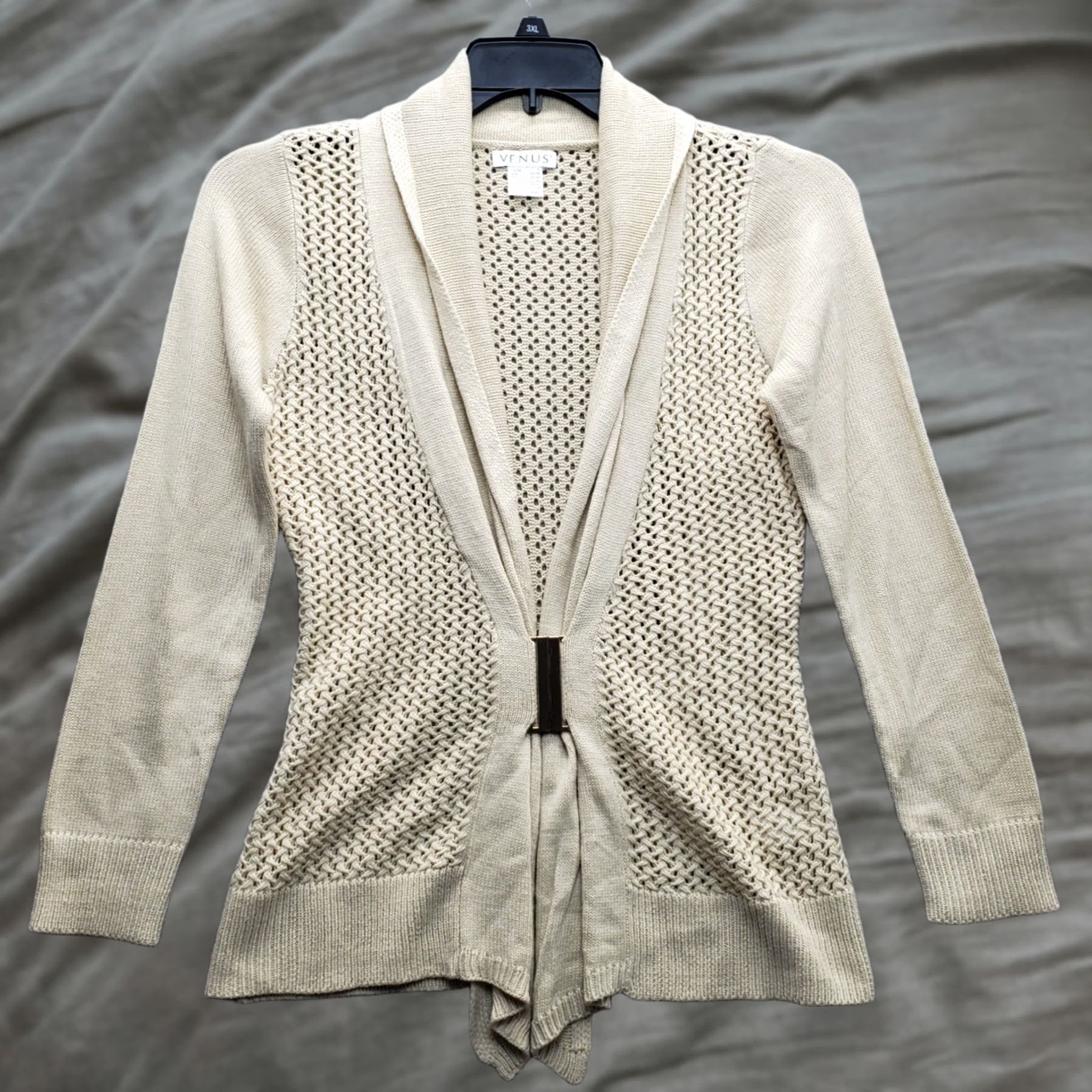 Venus Venus Cardigan Sweater Women S Brown Acrylic Open Knit Cardigan, Open Front, Raglan Sleeve, 100% Acrylic, Knit, Solid, Fall, Winter, Womens Size S Size S / US 4 / IT 40 - 1 Thumbnail