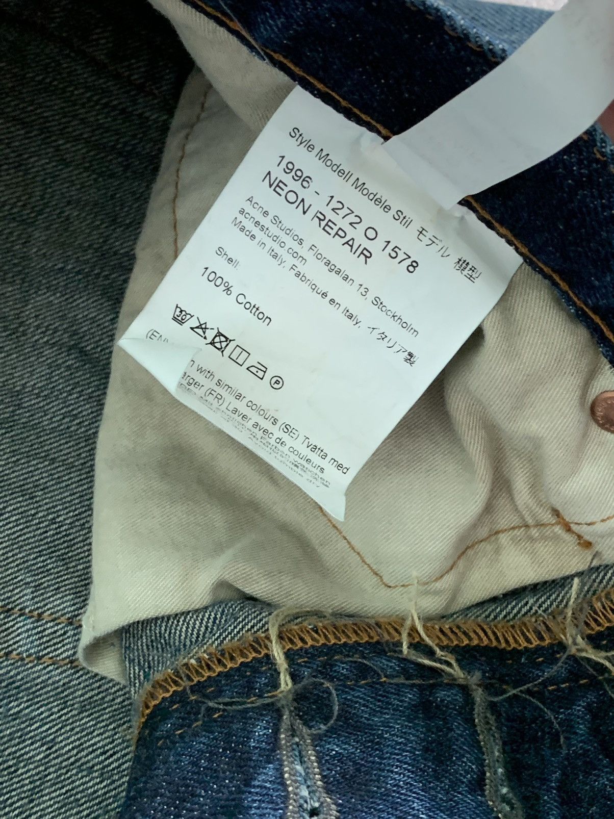 Acne Studios RARE Acne Studios Neon Repair Distressed Denim Jeans Pants Size US 31 - 13 Thumbnail