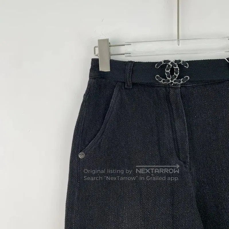 Chanel Chanel Black Cotton Wide Leg Jeans . Size 22" - 2 Thumbnail