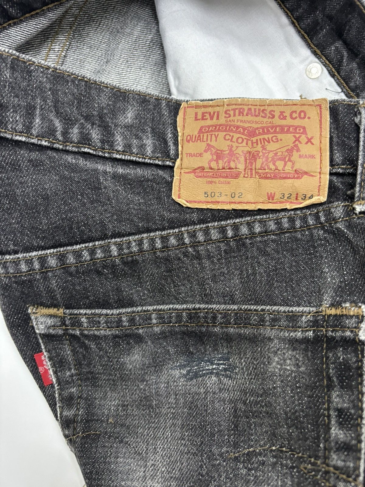 Levi's × Levi's Vintage Clothing 🔥VINTAGE LEVIS 503 JAPAN BLACK DISTRESSED DENIM JEAN Size US 32 / EU 48 - 9 Thumbnail