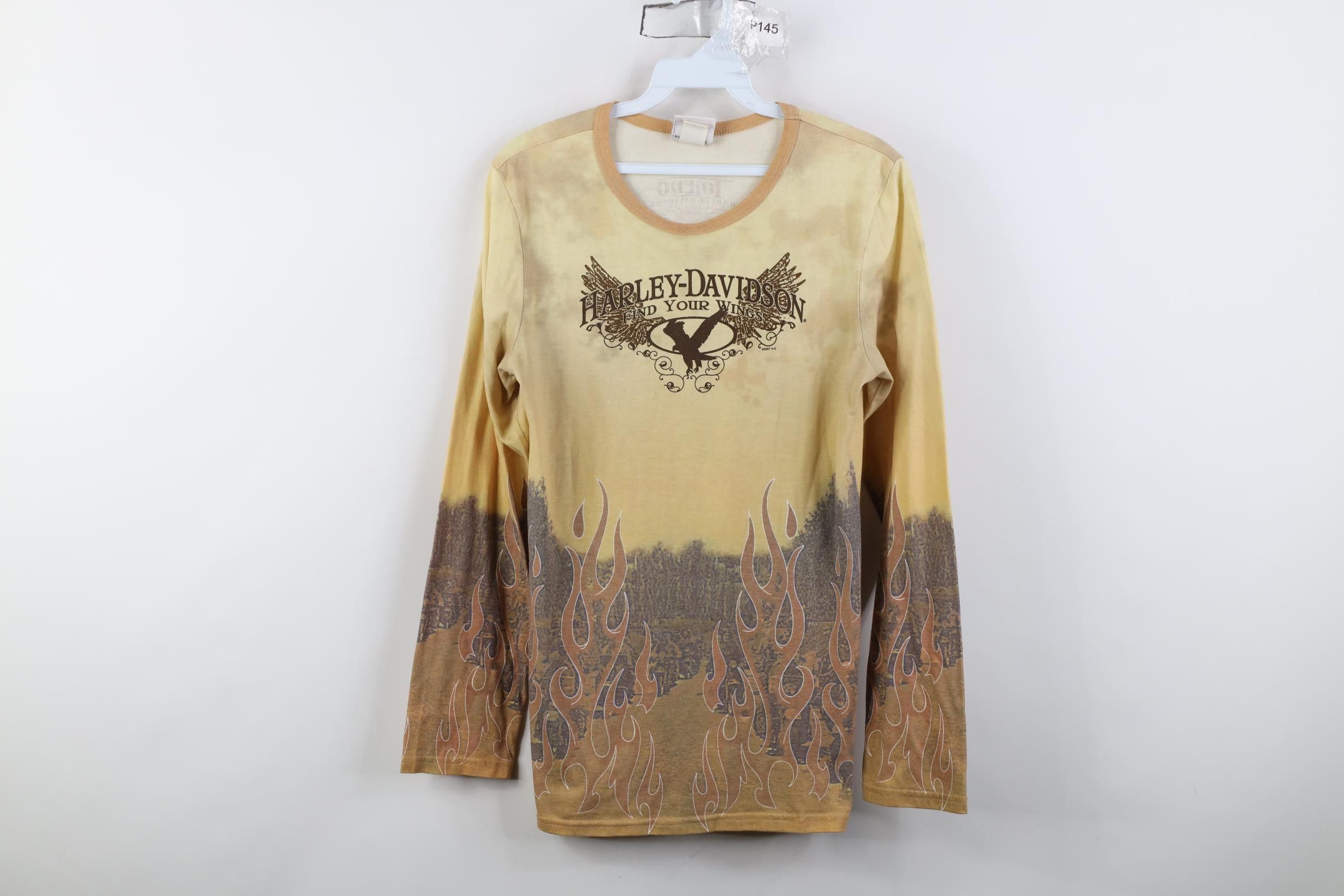 Harley Davidson Vintage Y2K Harley Davidson Flames All Over Print T-Shirt Size M / US 6-8 / IT 42-44 - 1 Thumbnail