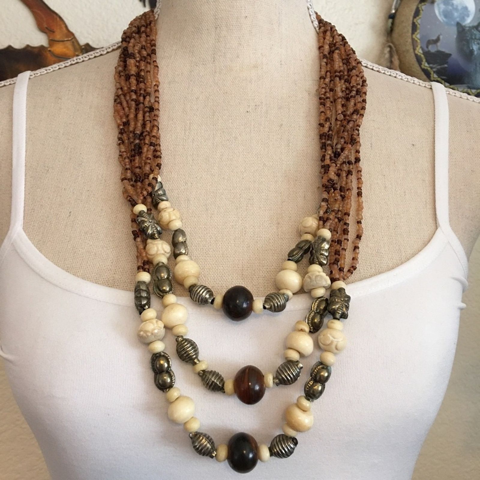 Vintage Vintage 80s multi strand layer seed bead necklace Size ONE SIZE - 1 Thumbnail