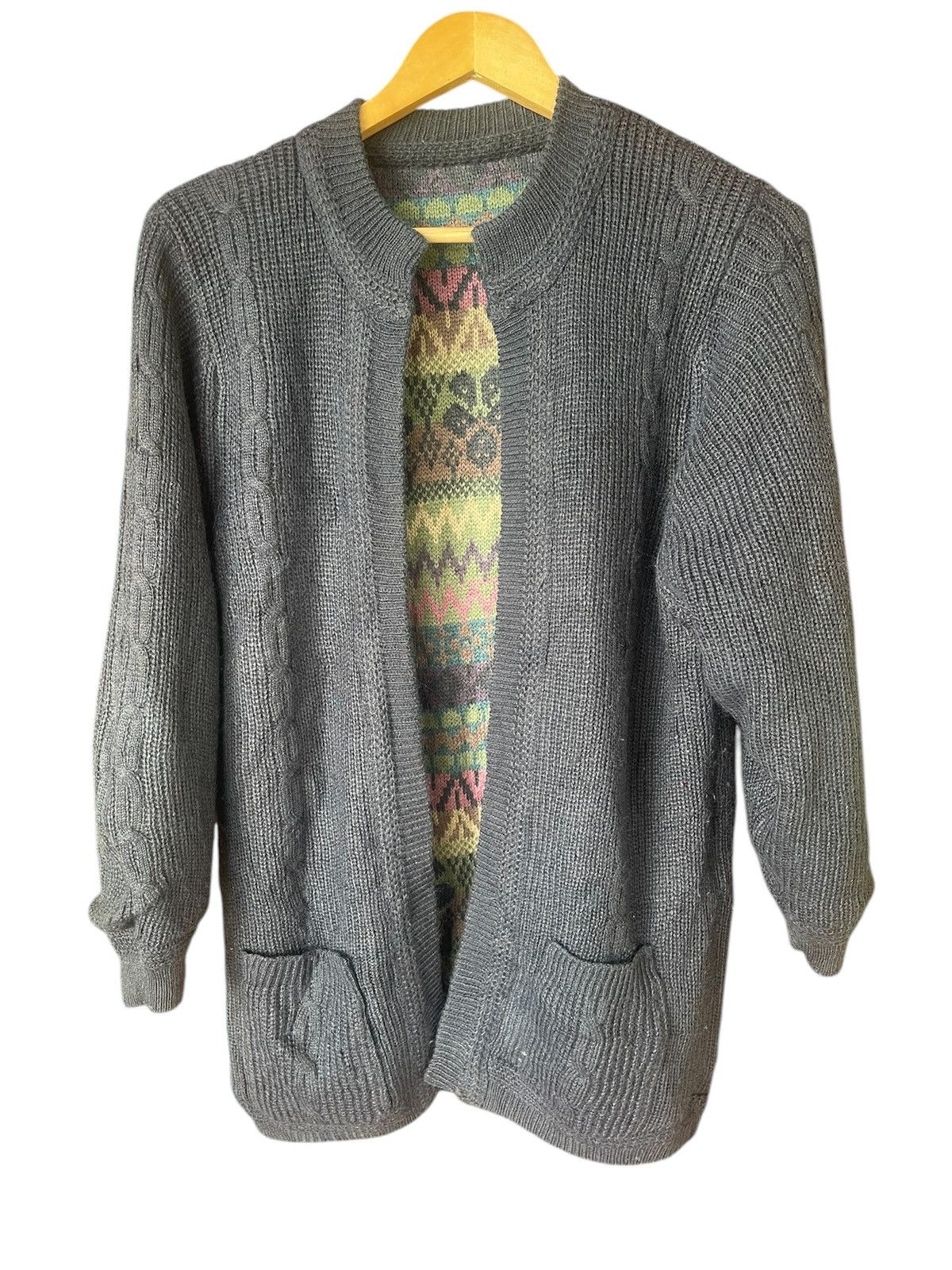 Japanese Brand × The Unbranded Brand Rare REVERSIBLE KNIT CARDIGAN Size US L / EU 52-54 / 3 - 3 Thumbnail