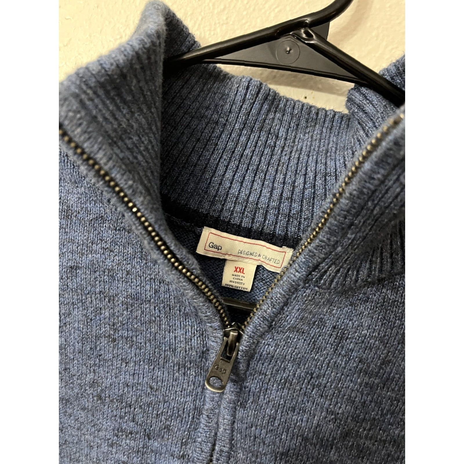 Gap VINTAGE GAP Sweater Mens Design & Crafted 2XL 1/4 Zip Cotton Long Sleeve Knit Blue Mock Neck Pullover Casual Travel All Seasons Regular Mens Size US XXL / EU 58 / 5 - 2 Thumbnail