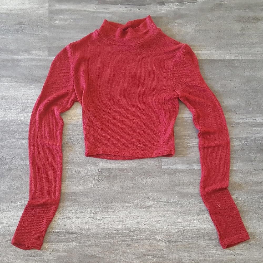 Designer Burgundy Leslie Cropped Sweater Long Sleeve Size S / US 4 / IT 40 - 1 Thumbnail