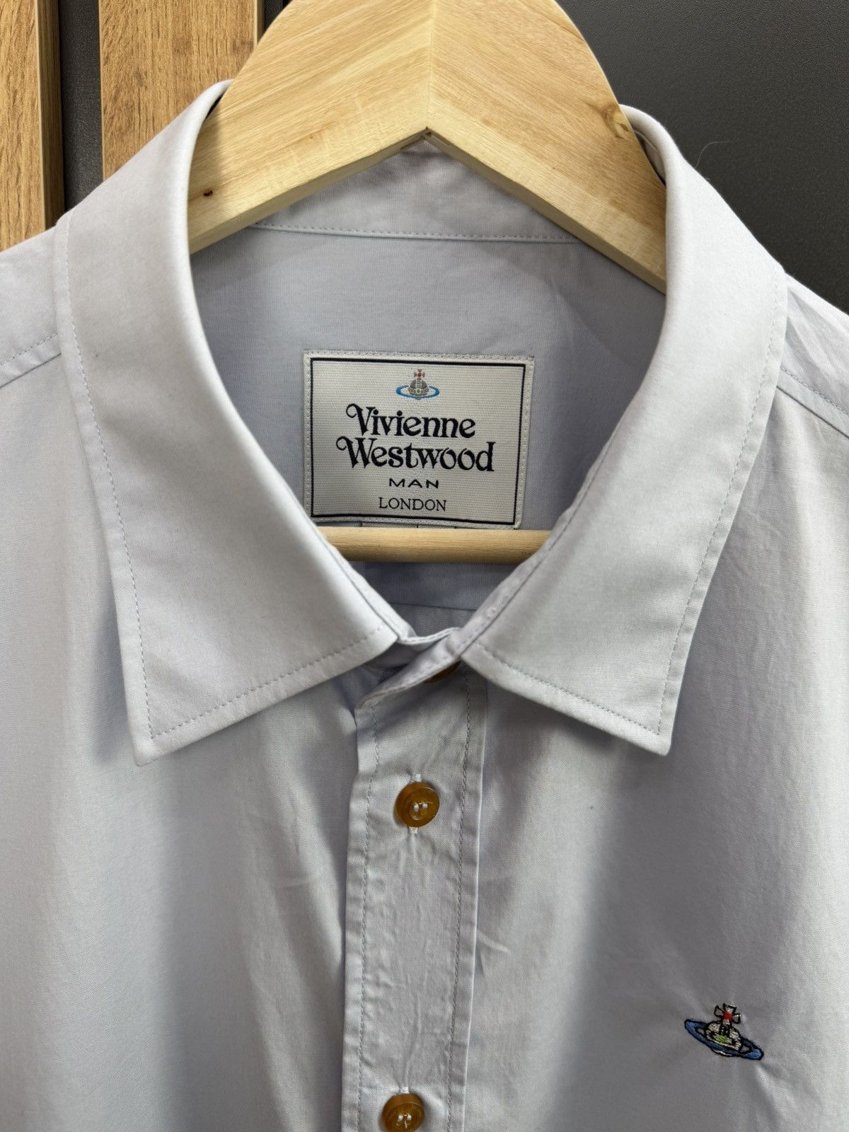 Vivienne Westwood Vivienne Westwood Man Light Blue Shirt Orb Logo Size 56 Size US XL / EU 56 / 4 - 4 Thumbnail