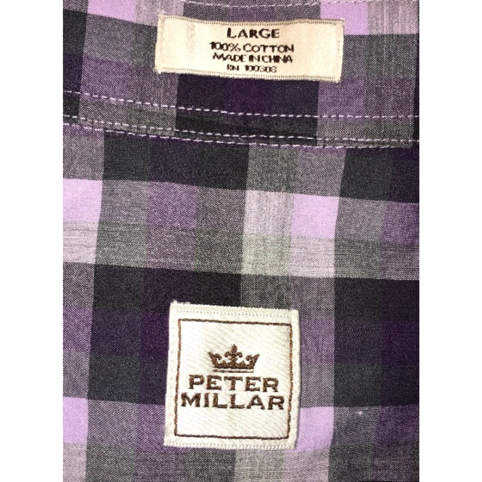 Peter Millar Peter Millar Men's Long Sleeve Button-Front Shirt Size Large Purple Plaid Cotton Size US L / EU 52-54 / 3 - 5 Thumbnail