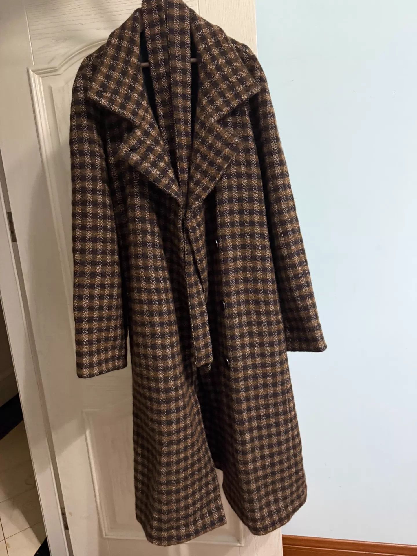 Lemaire Belted Wool Check Coat 95 New Authentic
