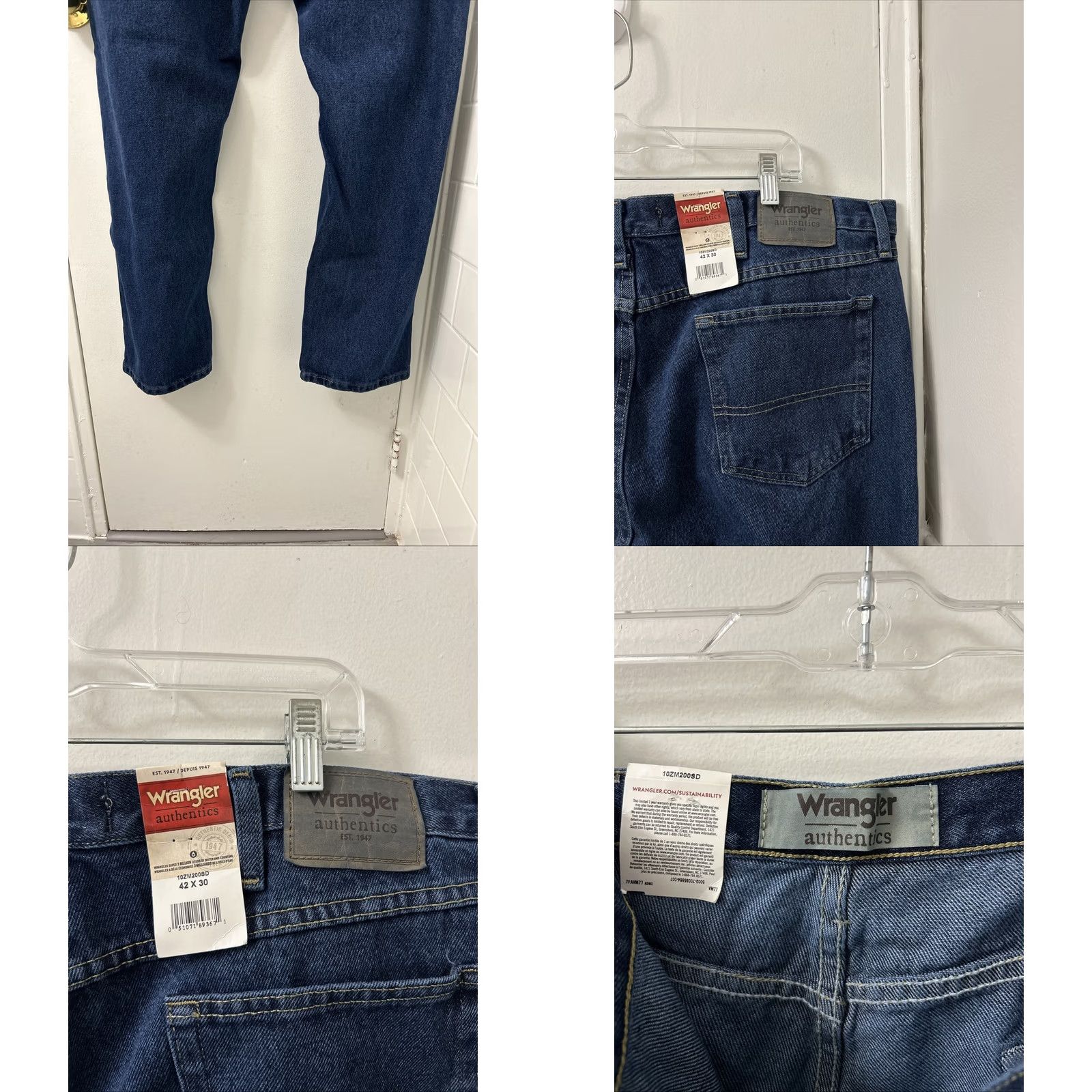 Wrangler Wrangler Authentics Jeans Mens 42x30 Blue Straight Leg Denim YKK 5 Pockets Size US 42 / EU 58 - 8 Thumbnail