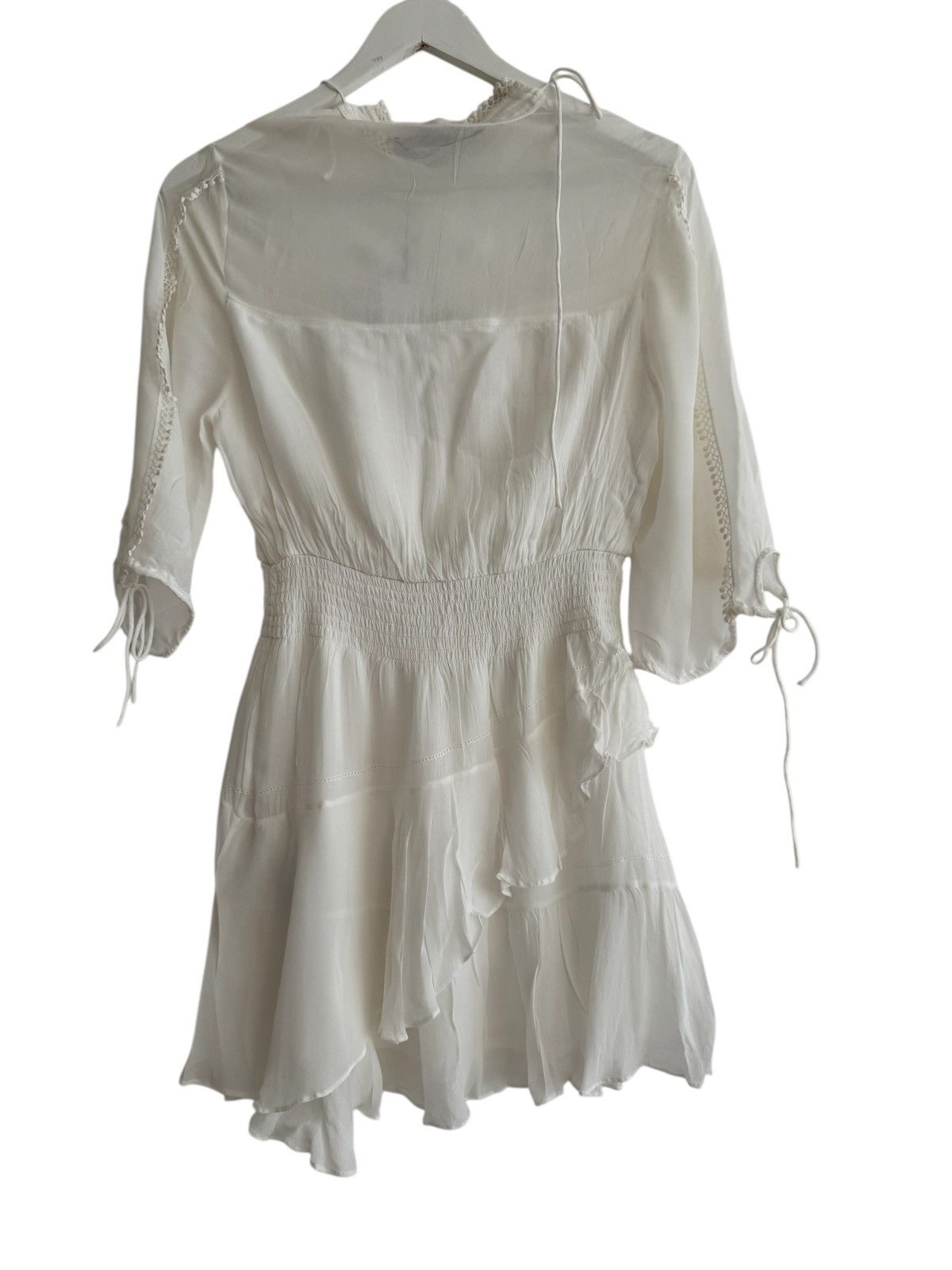 Iro IRO Swirl tiered lace-paneled shirred georgette mini dress Size S / US 4 / IT 40 - 4 Thumbnail