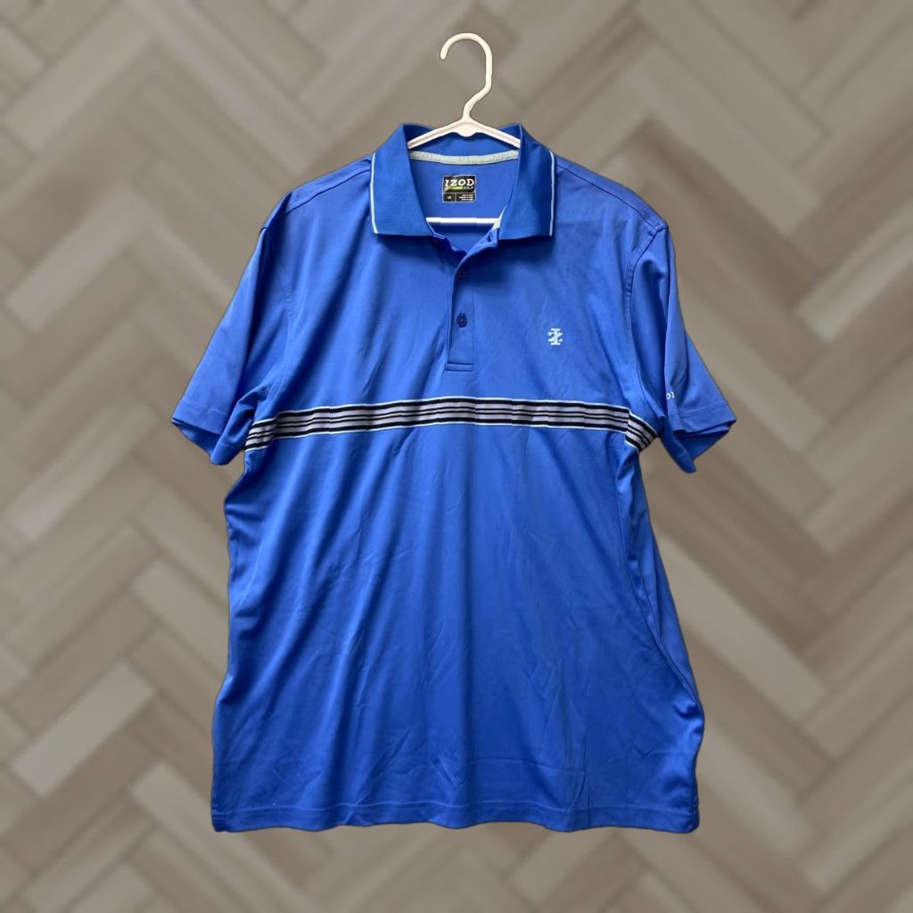 Izod IZOD Men's Large Blue Stretch Golf Polo Shirt Size L Blue 34-98 Size US L / EU 52-54 / 3 - 1 Thumbnail
