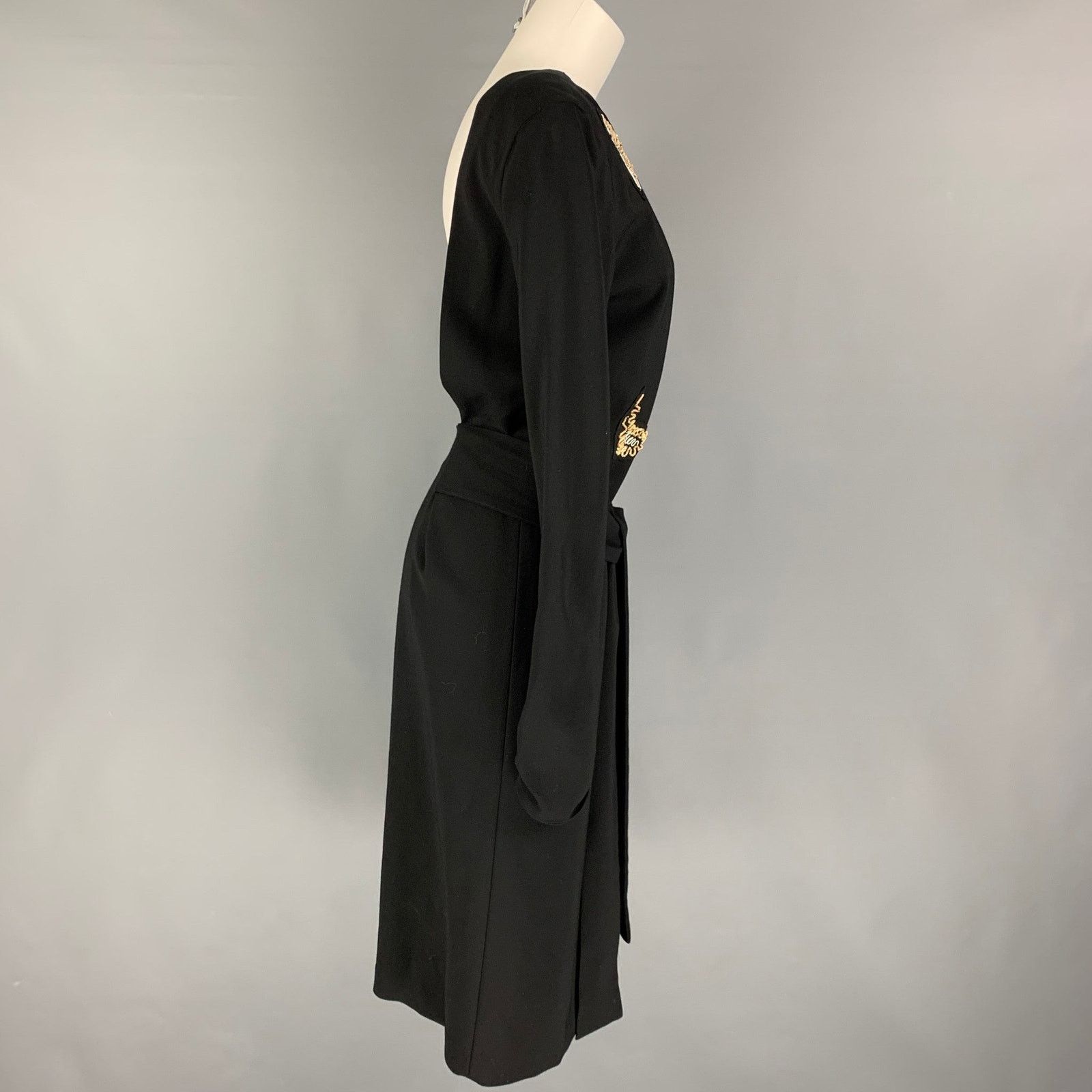 Paul Smith PAUL SMITH Size 4 Black Jersey Beaded Open Back Long Dress Size S / US 4 / IT 40 - 2 Thumbnail