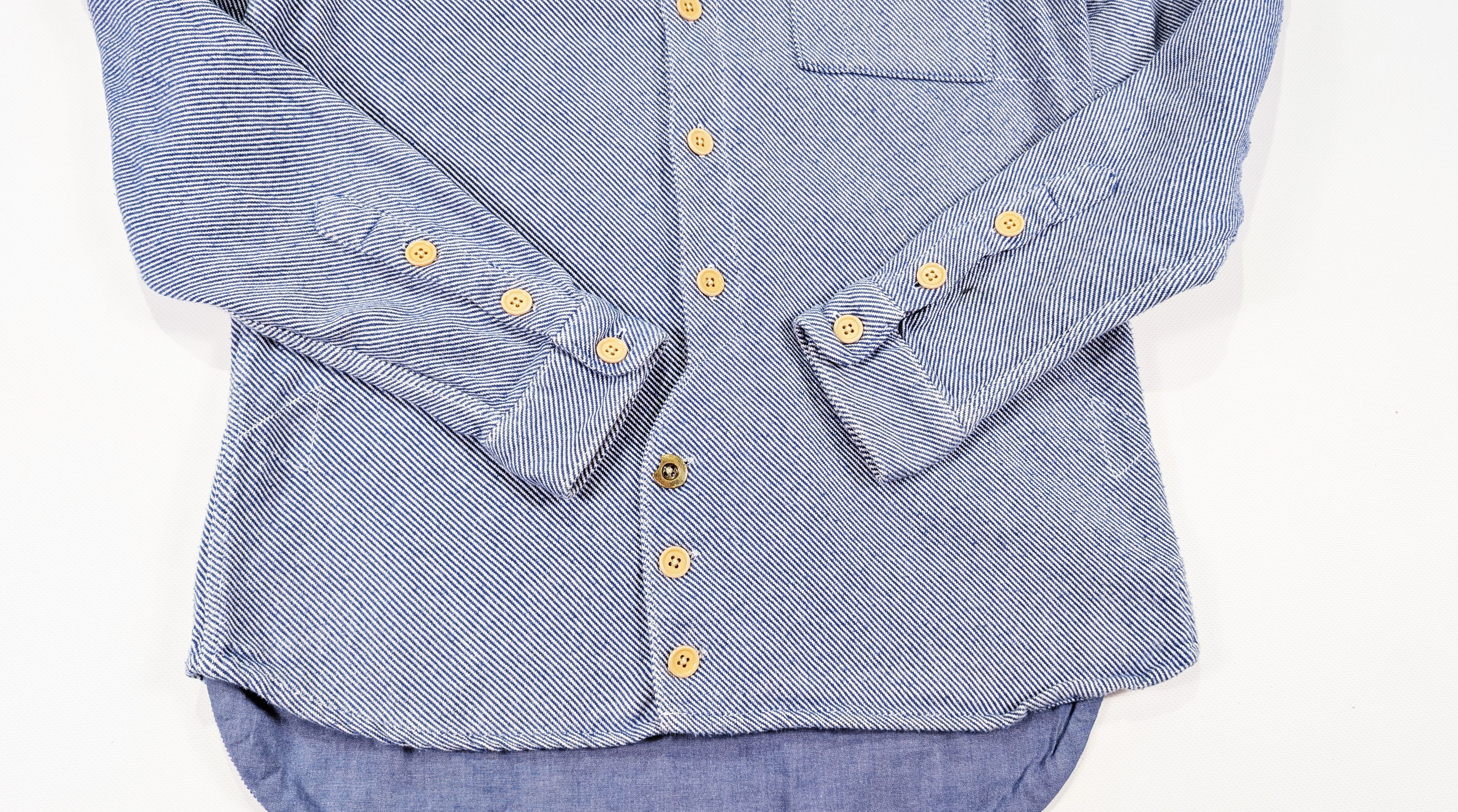 Folk Folk Blue Striped Cotton Pocket Asymmetrical Work Shirt Size US S / EU 44-46 / 1 - 6 Thumbnail
