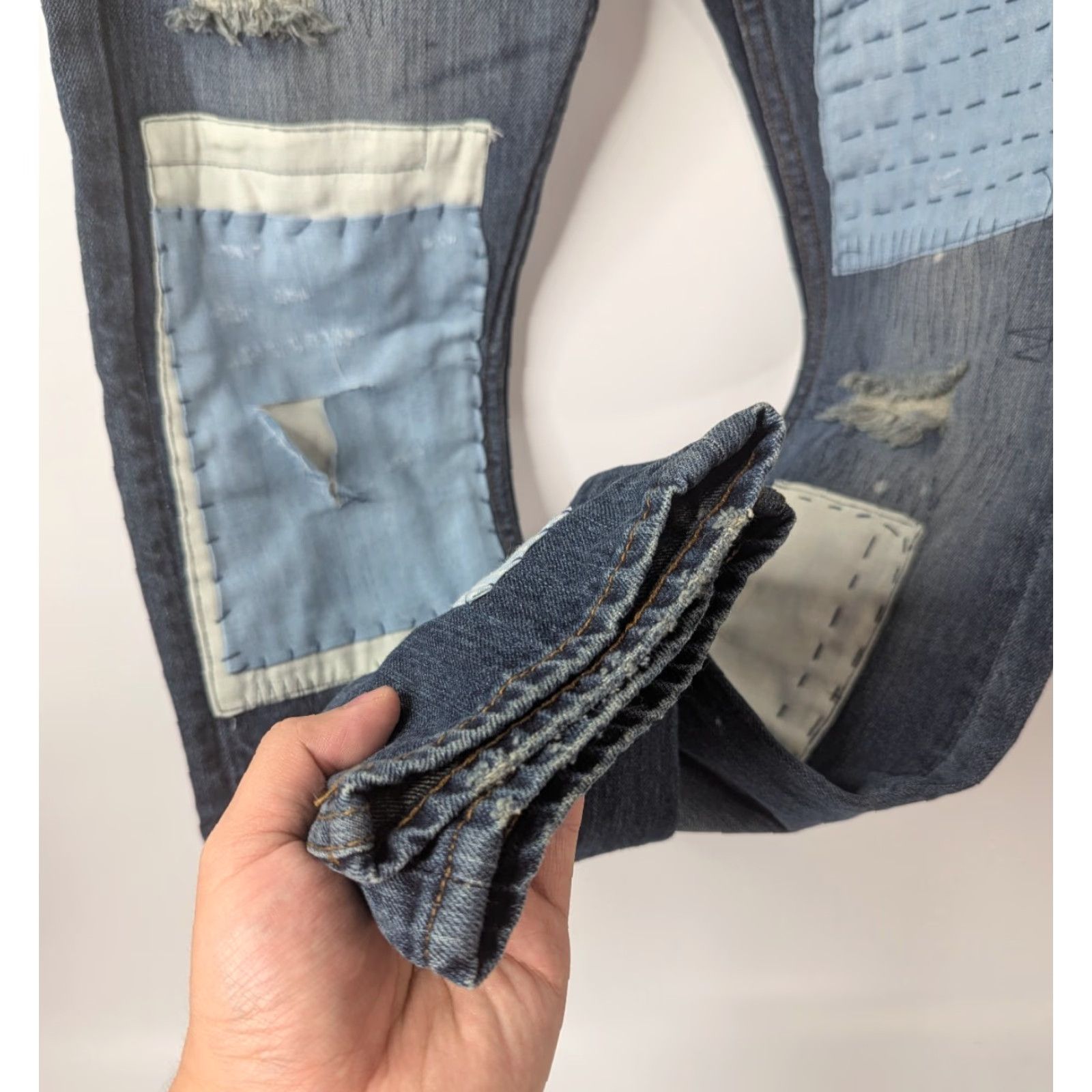 J Brand Publish Brand Jeans Men Snyder Denim Paint Distressed Patchwork Size 28 Blue 31in Inseam (NWT) Regular Straightbox Size US 28 / EU 44 - 4 Thumbnail