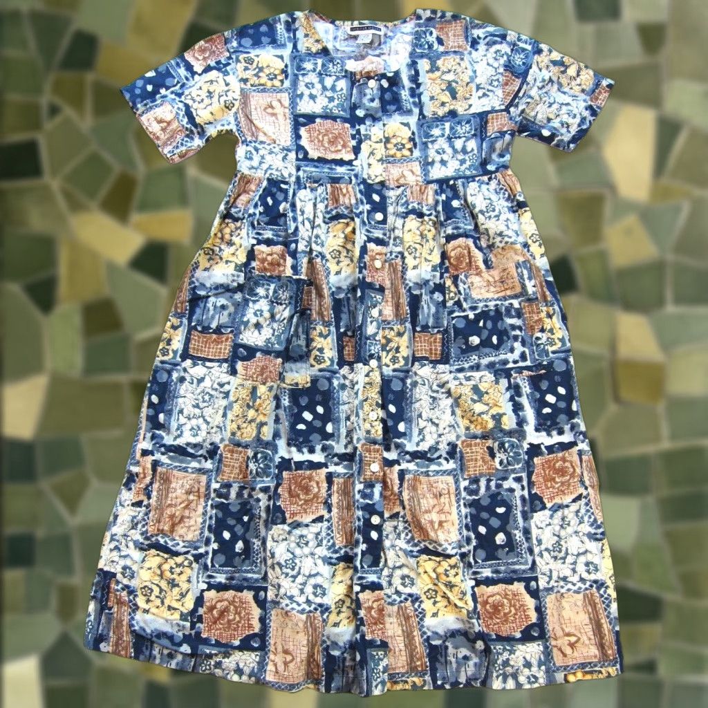 MooRER Vtg Jennifer Moore Cotton Blue Floral Pocket Button Down Oversize Maxi Dress S Size S / US 4 / IT 40 - 1 Thumbnail