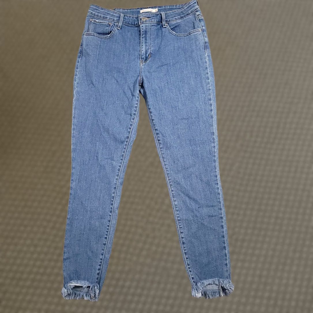 Levi's Levi's 721 High-Rise Skinny Akle Raw Him Dostressed Medium Wash Denim Womens 32 Size ONE SIZE - 1 Thumbnail