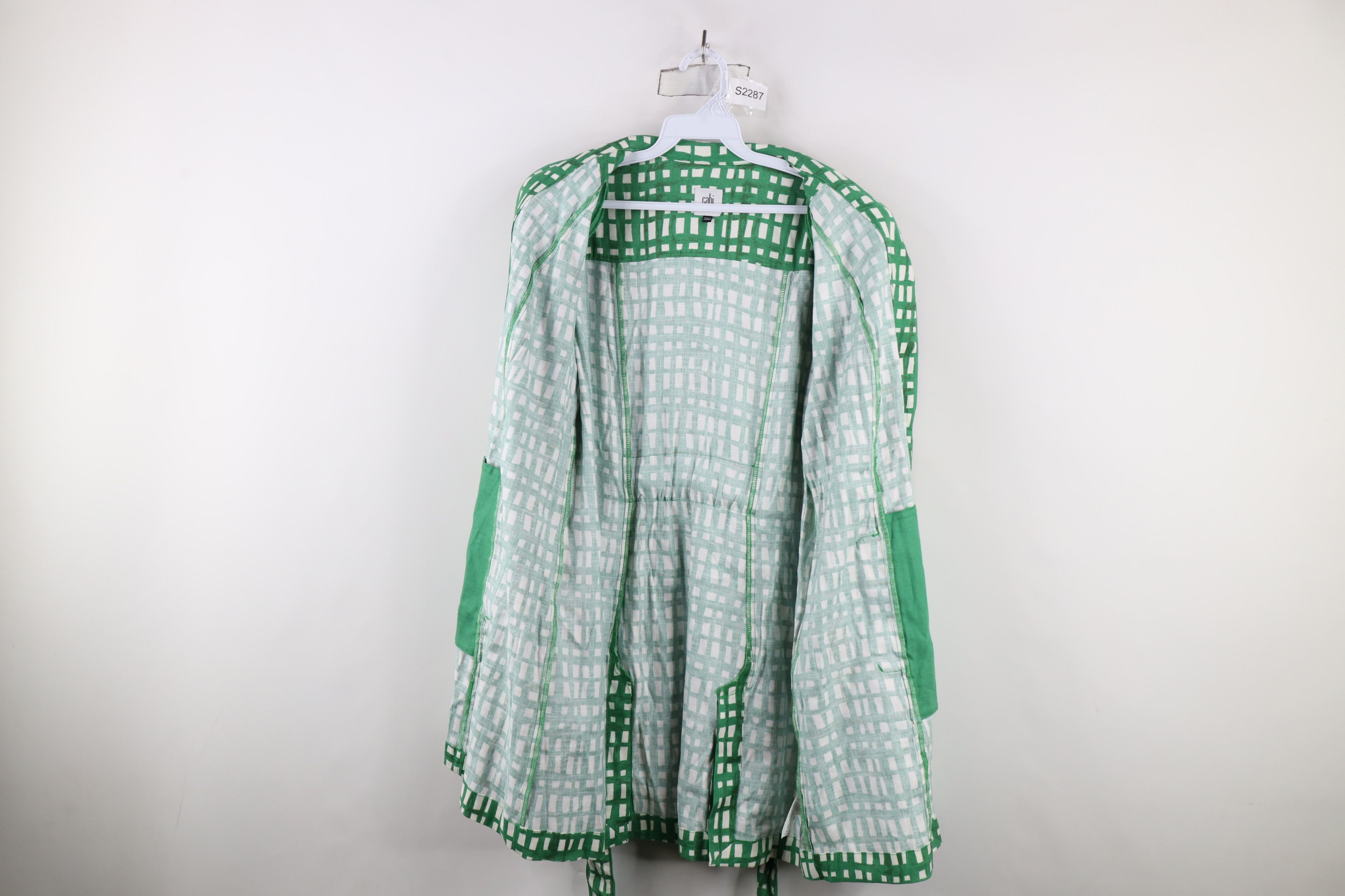 Vintage New Cabi Belted Circuit Full Button Jacket Coat Green Plaid Size M / US 6-8 / IT 42-44 - 10 Thumbnail
