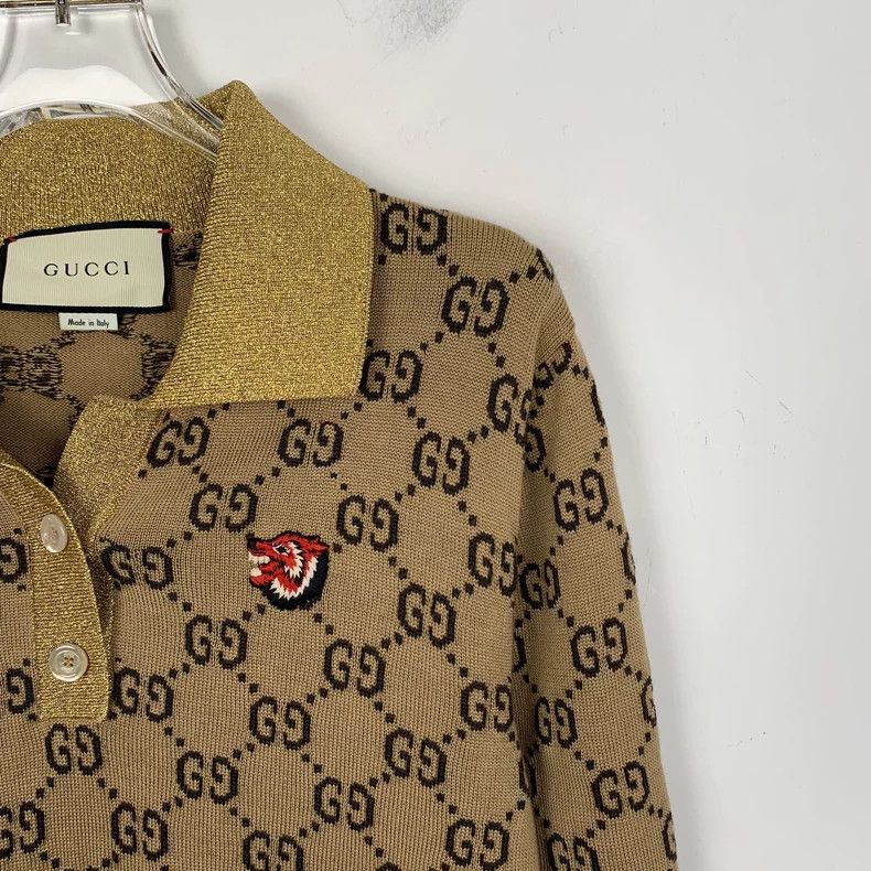 Gucci GucciBrown logo jacquad full-print wool lapel long-sleeved Size US L / EU 52-54 / 3 - 3 Thumbnail