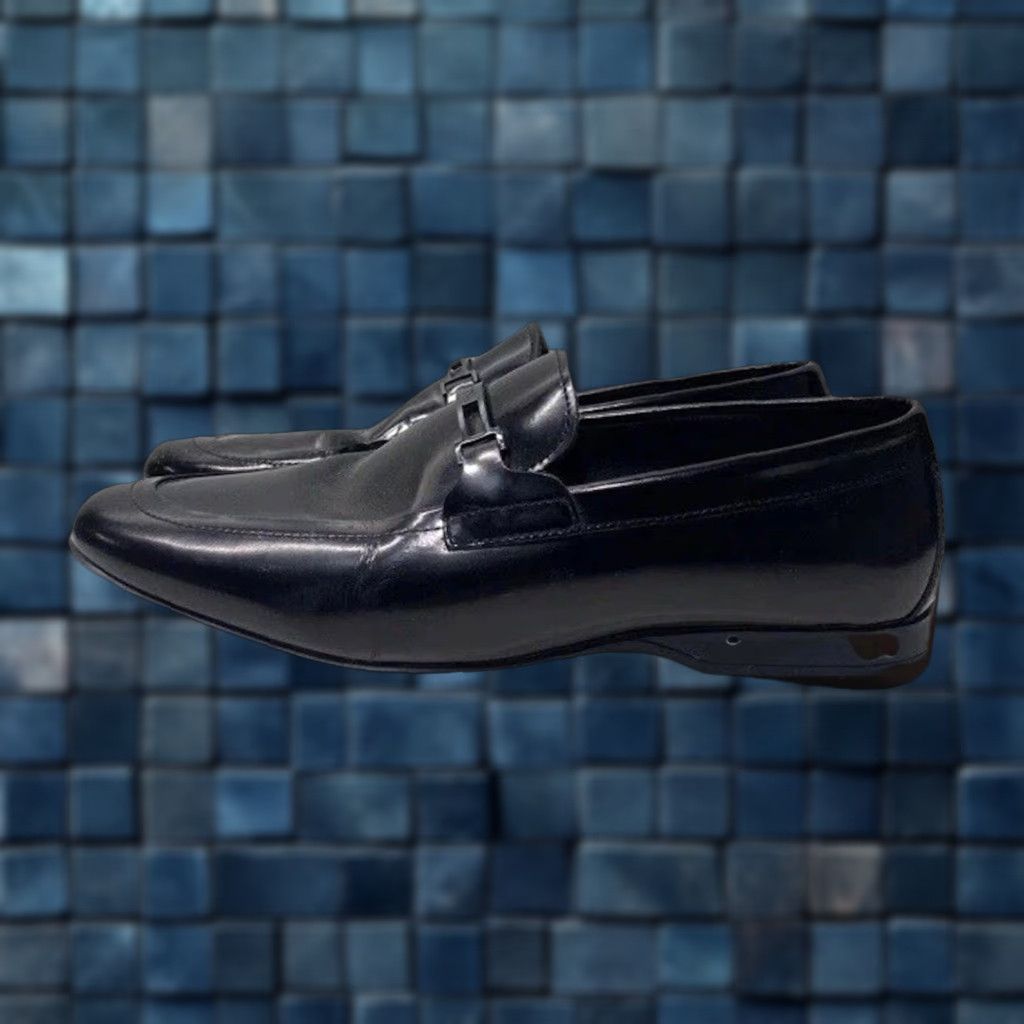 Versace Versace Collection Shiny Black Leather Loafer DressShoes Men 10 Casual Italy Leather Men’s Shoes Size L / US 10 / IT 46 - 1 Thumbnail