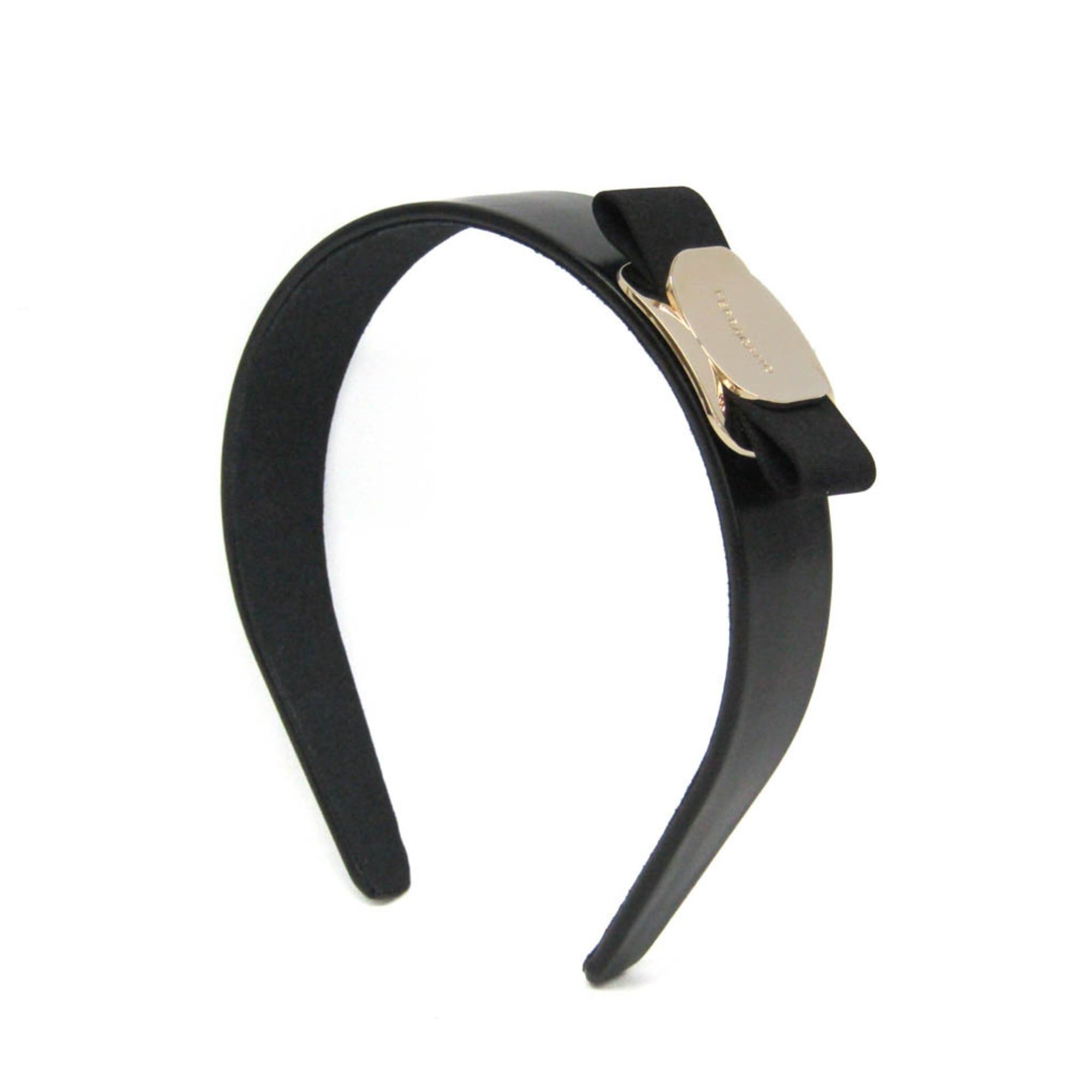 Salvatore Ferragamo Salvatore Ferragamo Grosgrain Ribbon 340425 771903 Cotton,Leather Women's Alice Band Black Size ONE SIZE - 1 Thumbnail