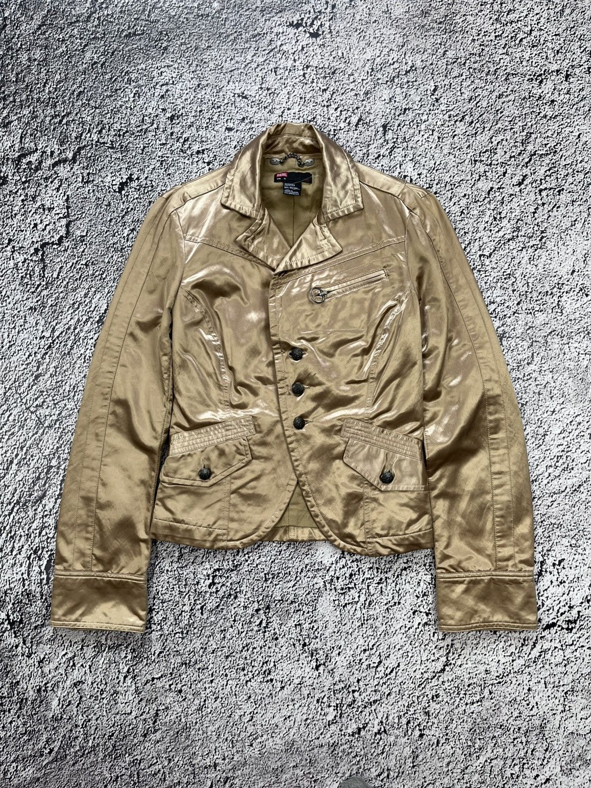 Diesel VINTAGE Y2K GOLD EMBROIDERED PAIR LOGO BLAZER JACKET Size M / US 6-8 / IT 42-44 - 1 Thumbnail