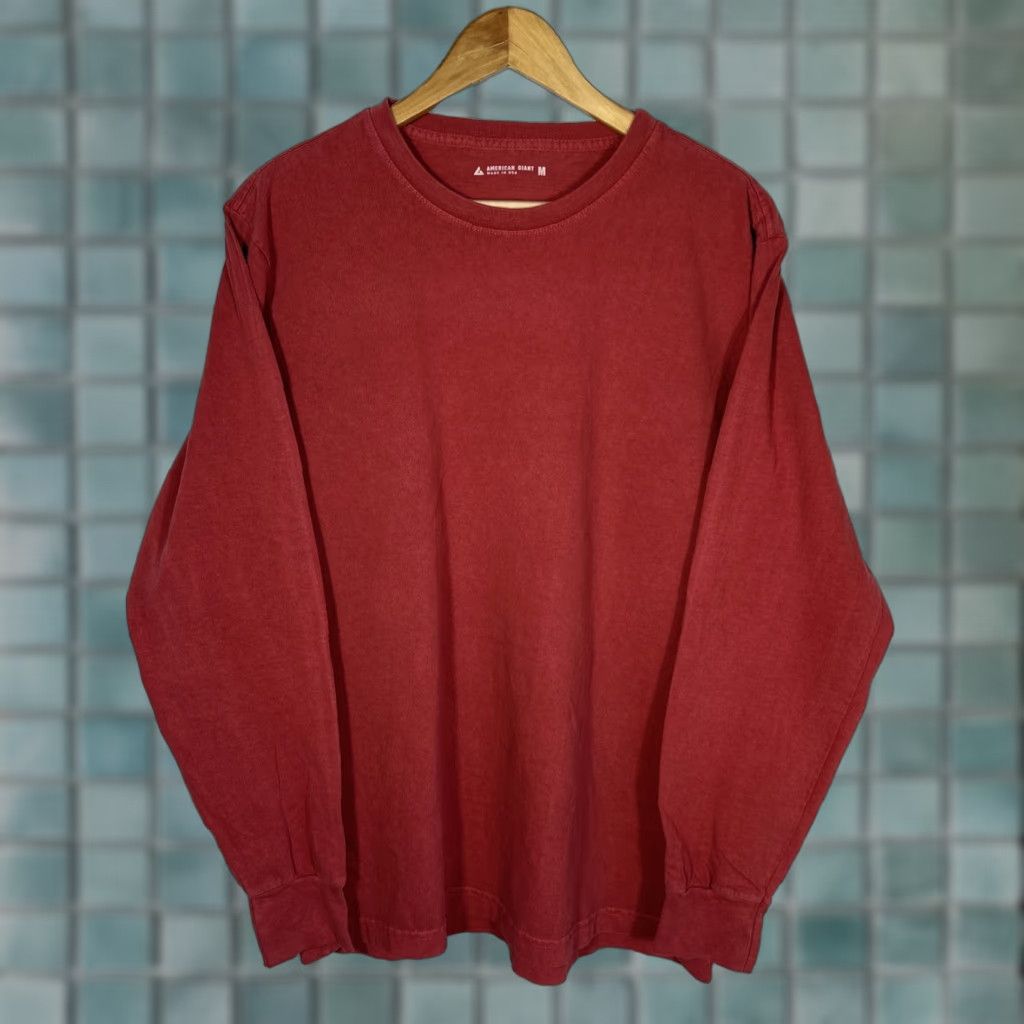 Vintage American Giant Mens Medium Red Premium Slub Long Sleeve Crew Tee Top Shirt NWOT Size US M / EU 48-50 / 2 - 1 Thumbnail