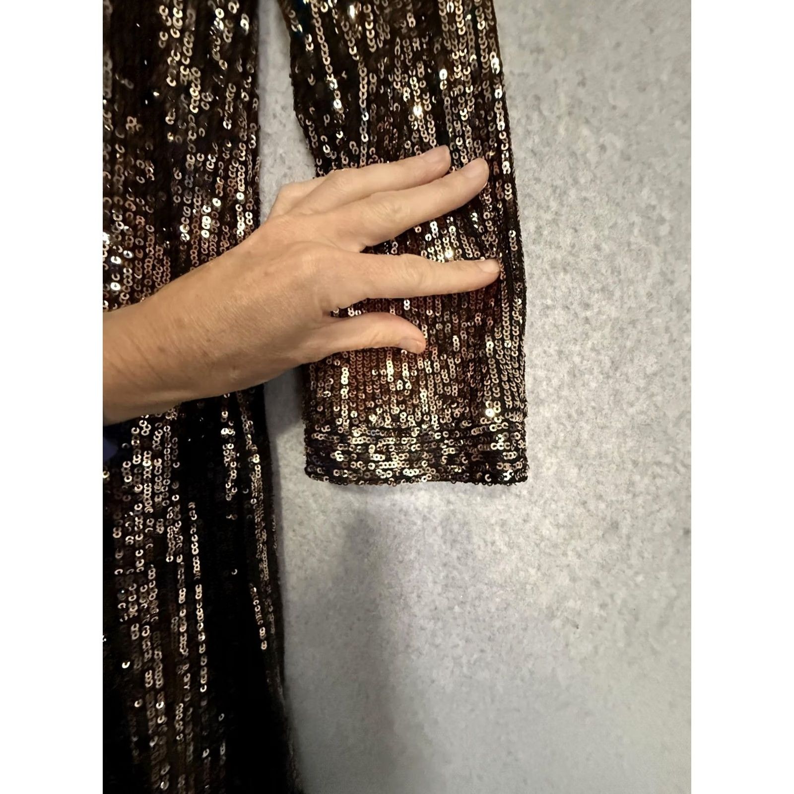 BB Dakota BB Dakota Jacket Womens XS Gold Sequin Long Open Front Duster Party Formal Size XS / US 0-2 / IT 36-38 - 7 Thumbnail