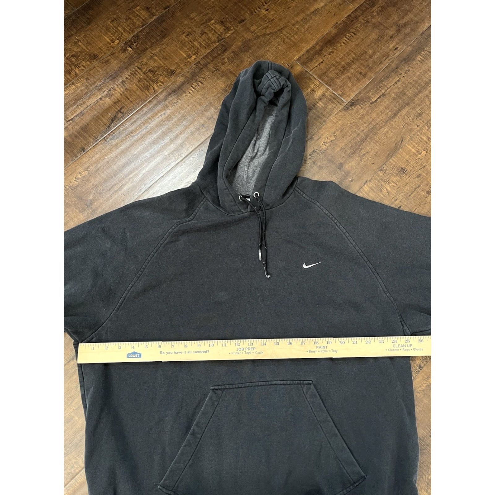 Nike VINTAGE 90s Nike Swoosh Check Hoodie Black Mens 2XL Sweatshirt Pullover Hooded Pockets Gray Tag Size US XXL / EU 58 / 5 - 3 Thumbnail