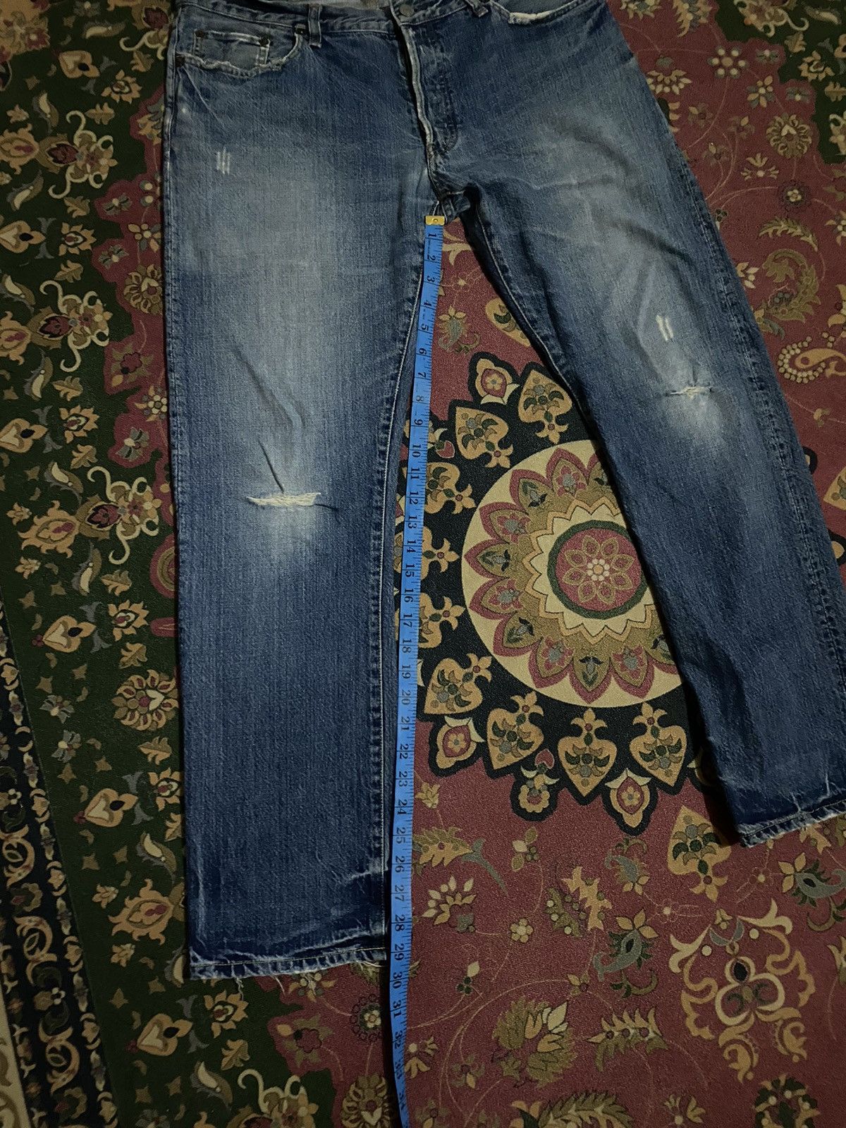 RRL Ralph Lauren 🔥RARE🔥🔥Vintage Double RL Distressed Denim Pants Size US 34 / EU 50 - 19 Thumbnail