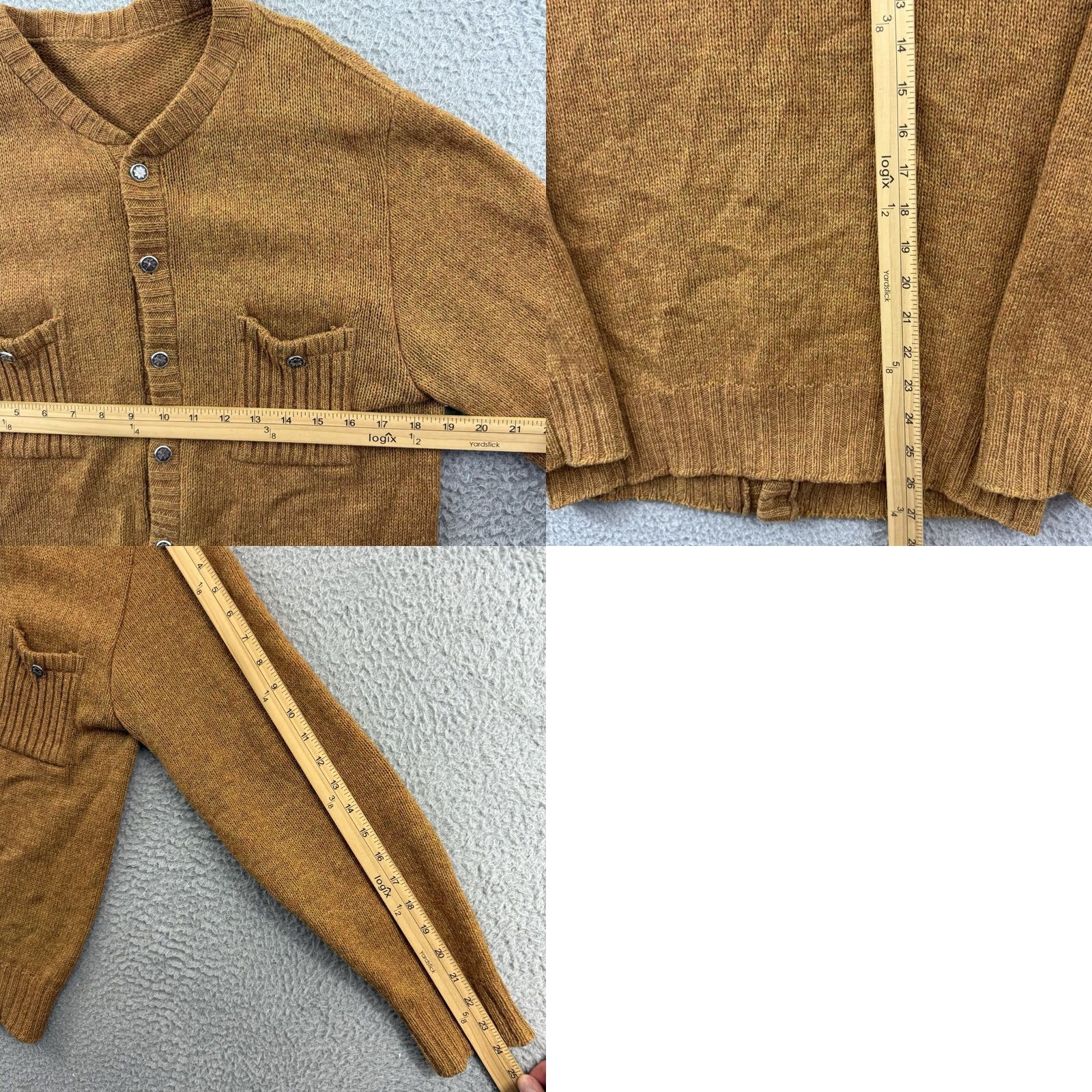 Vintage VINTAGE Brentwood Cardigan Sweater Mens M Brown Wool Blend Knit Cable-Knit V-Neck 50s Patch Pockets Size US M / EU 48-50 / 2 - 8 Thumbnail