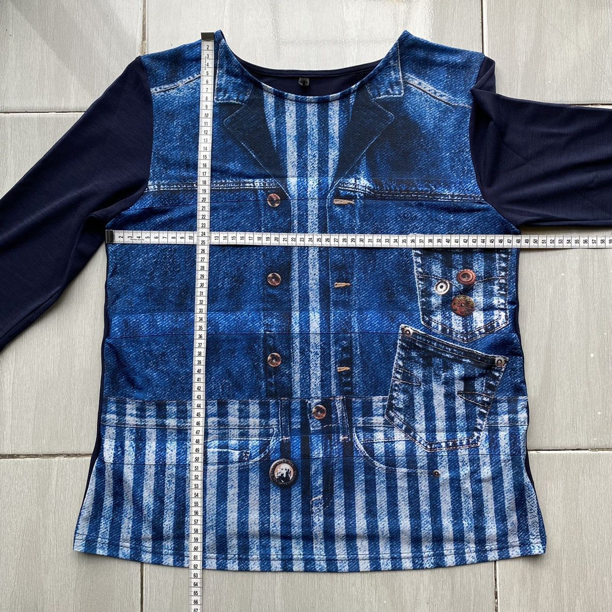 Japanese Brand Silver King Denim Pocket Print Art Longsleeve Japanese Size L / US 10 / IT 46 - 19 Thumbnail