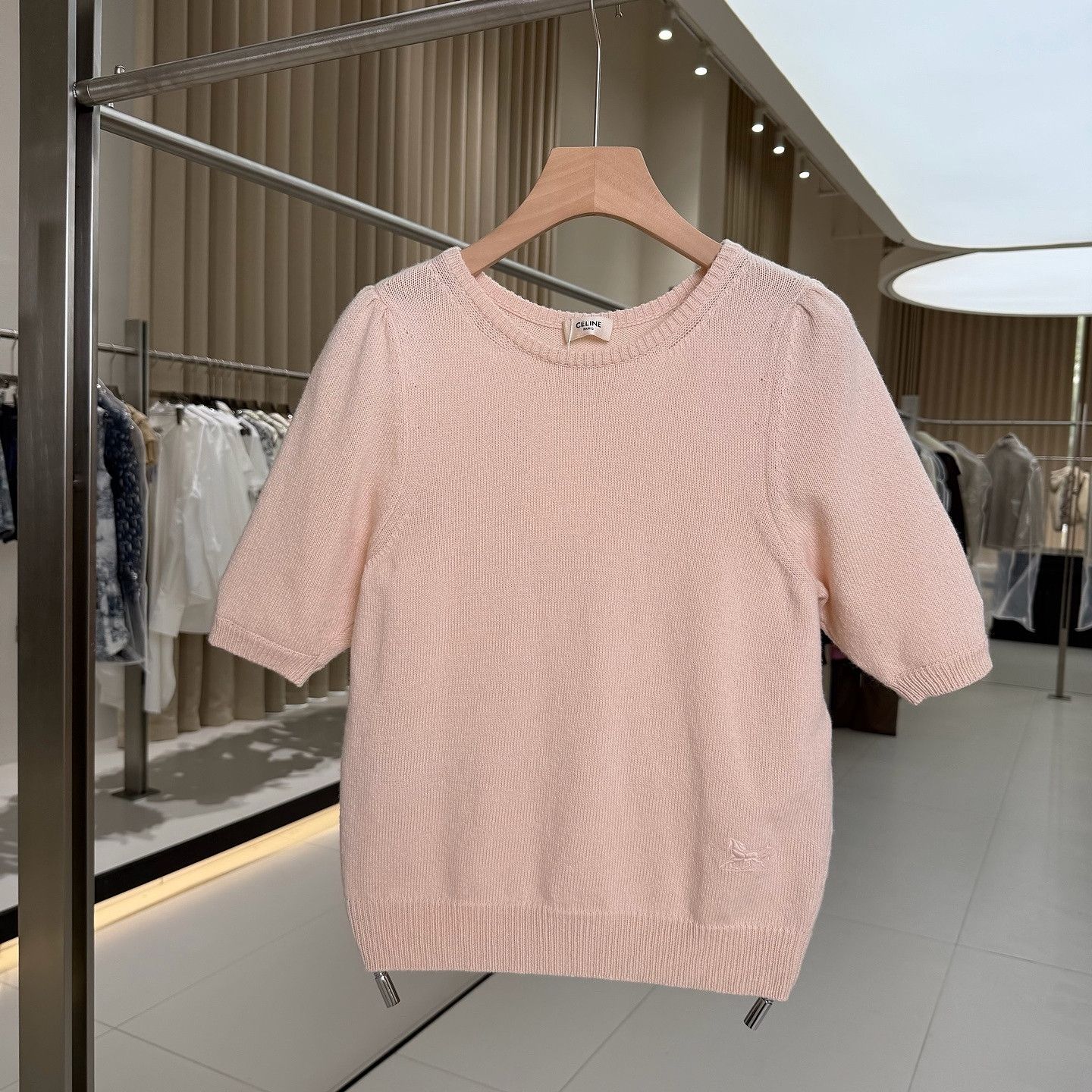 Celine Celine Triomphe Logo Cashmere Sweater Pink Size S Size S / US 4 / IT 40 - 1 Thumbnail