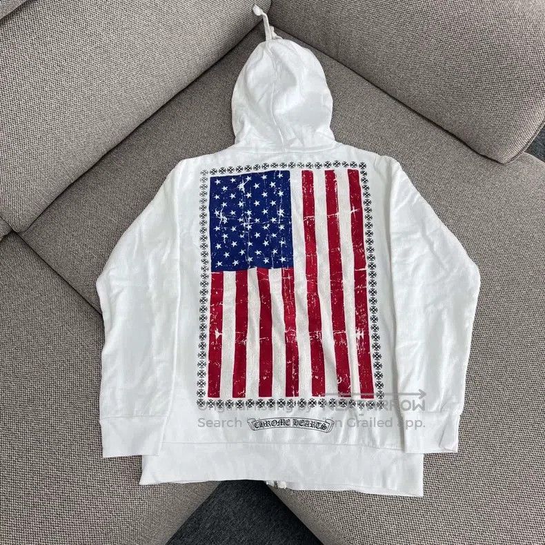 Chrome Hearts CHROME HEARTS Size M White scroll flag printed zipper hoode Size US M / EU 48-50 / 2 - 2 Thumbnail