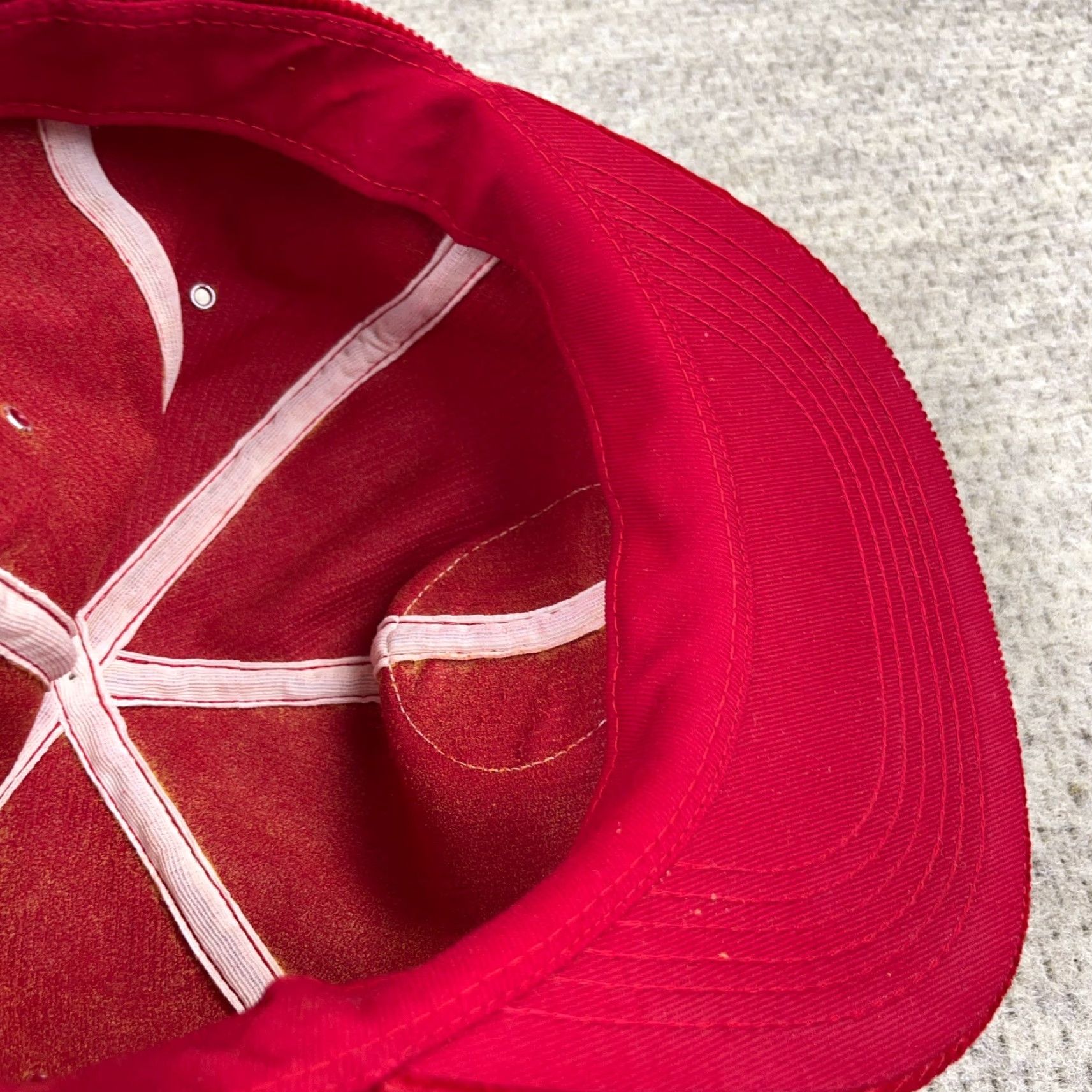 Vintage Vintage Red Corduroy Trucker Hat Cap Made in USA 80s Retro Outdoor Men's Adjustable Size ONE SIZE - 6 Thumbnail
