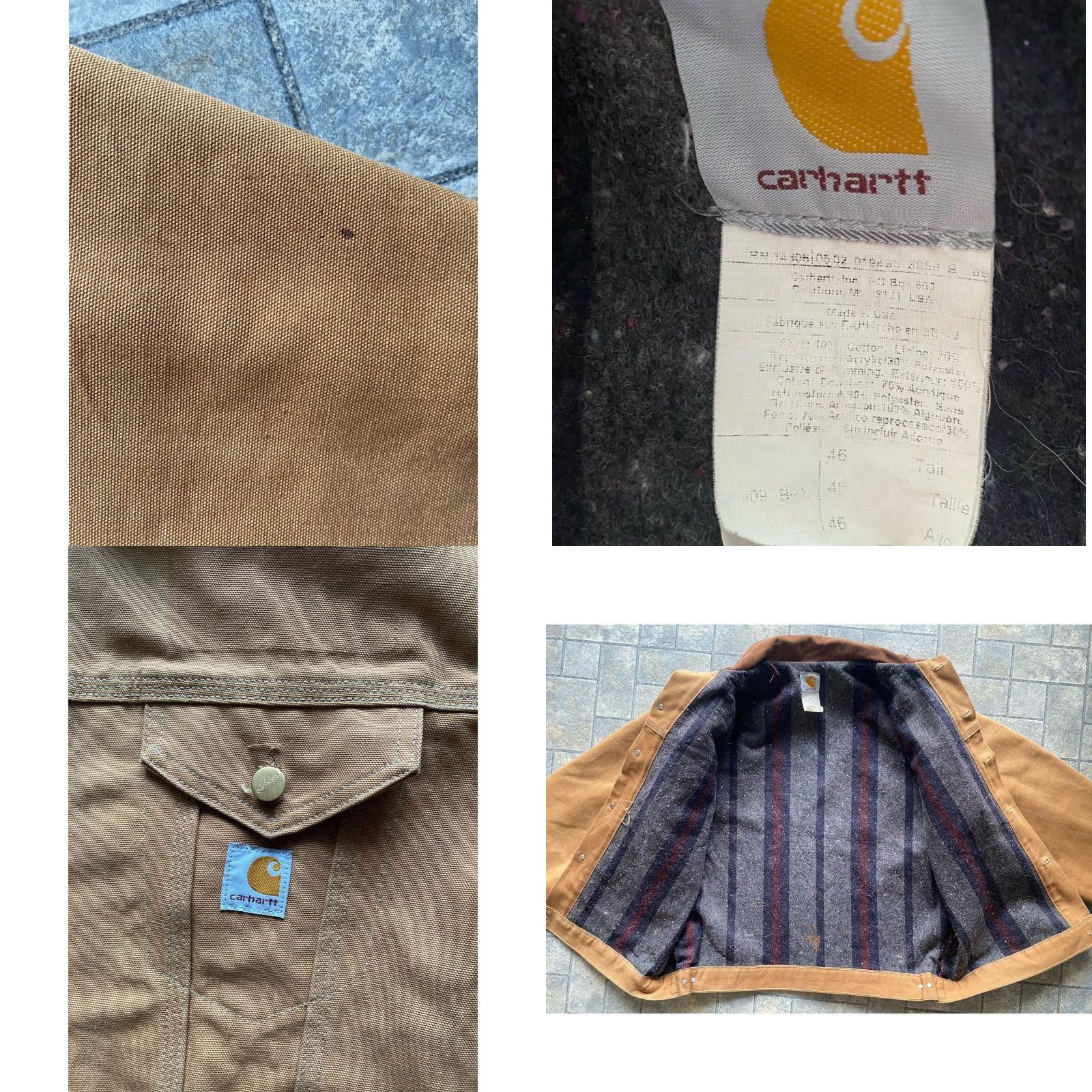 Carhartt VINTAGE Carhartt J09 BRN Jacket Coat Men’s 46 Tall Brown Blanket Lined Damaged Size US S / EU 44-46 / 1 - 8 Thumbnail