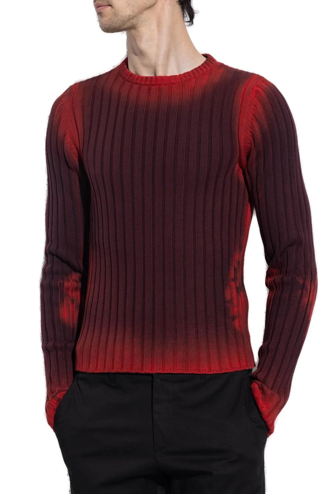 Salvatore Ferragamo o1s1rm1224 Tie-Dyed Crewneck Knitted Jumper in Bordeaux Size US L / EU 52-54 / 3 - 2 Thumbnail