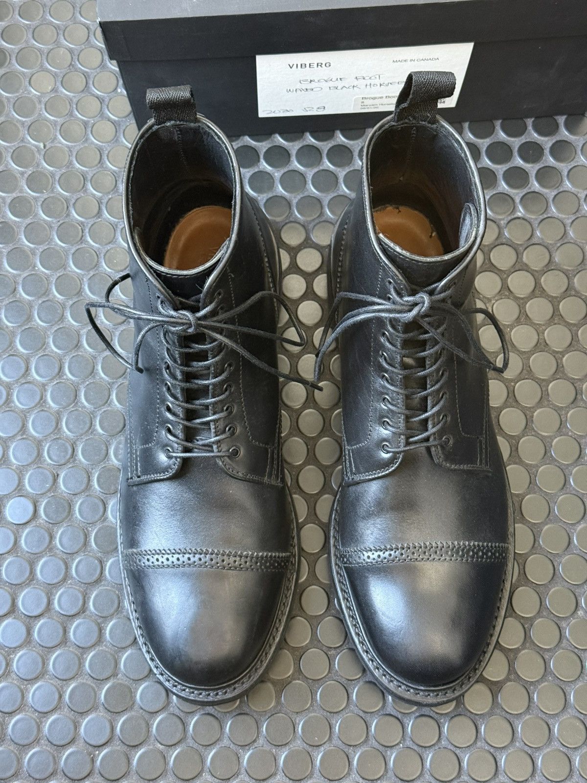 Viberg Viberg Shelby Sharp Brogue Boot in Waxed Black Horsebutt Size US 9 / EU 42 - 6 Thumbnail